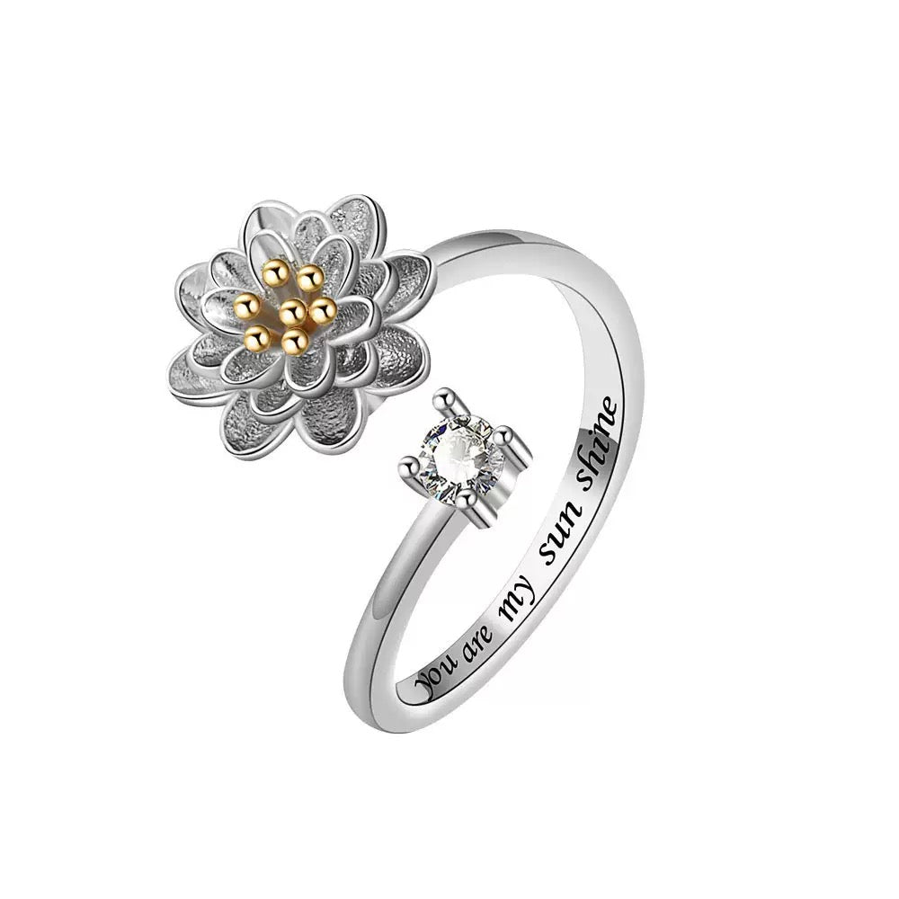 Mix metal Flower Fidget Ring