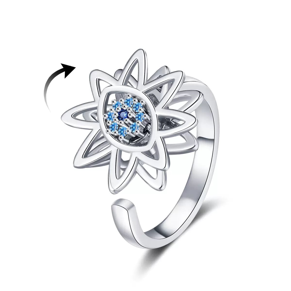 Gold and Silver Evil Eye Star Fidget Ring