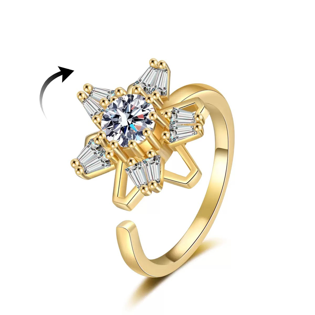 5 Star Zirconia Fidget Ring