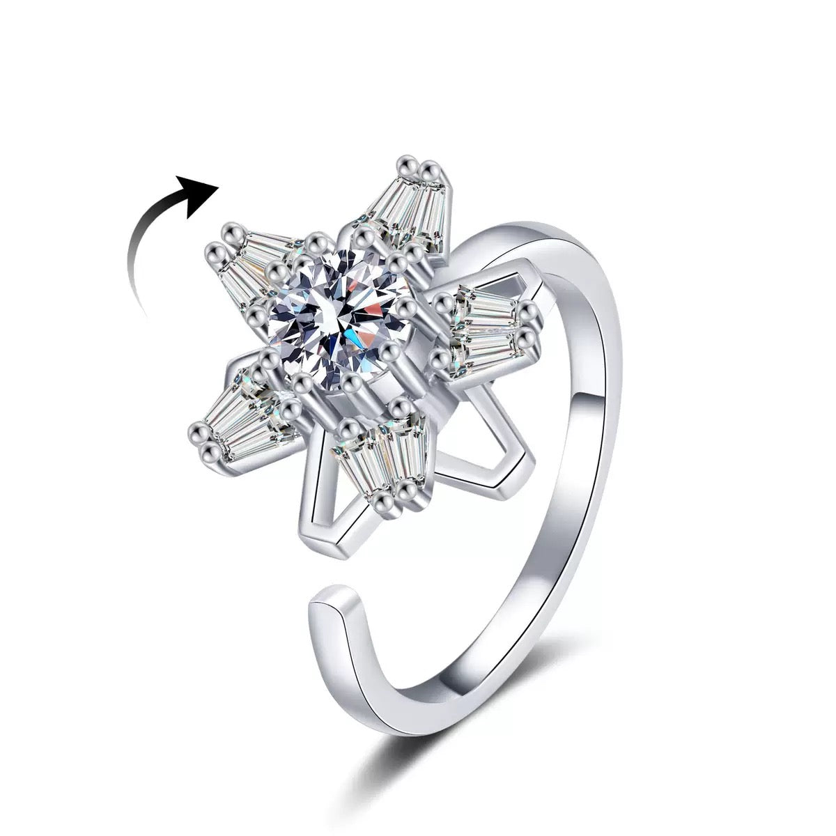 5 Star Zirconia Fidget Ring