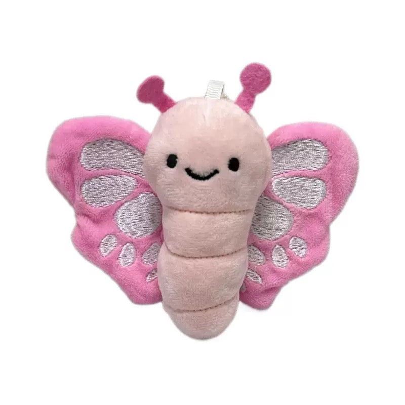 Pink Butterfly Plushie Keyring