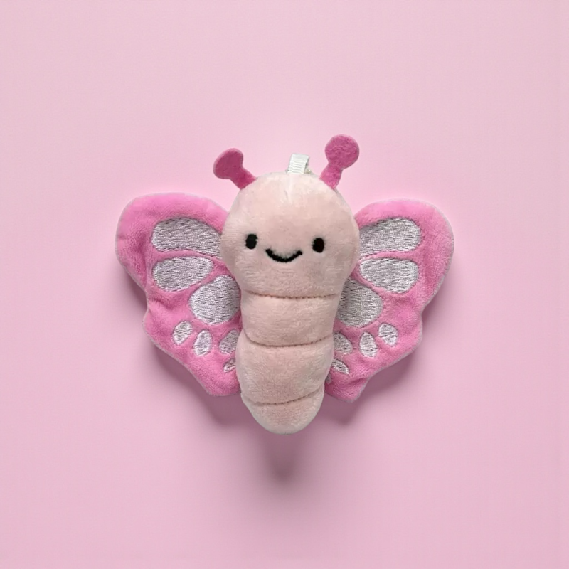 Pink Butterfly Plushie Keyring