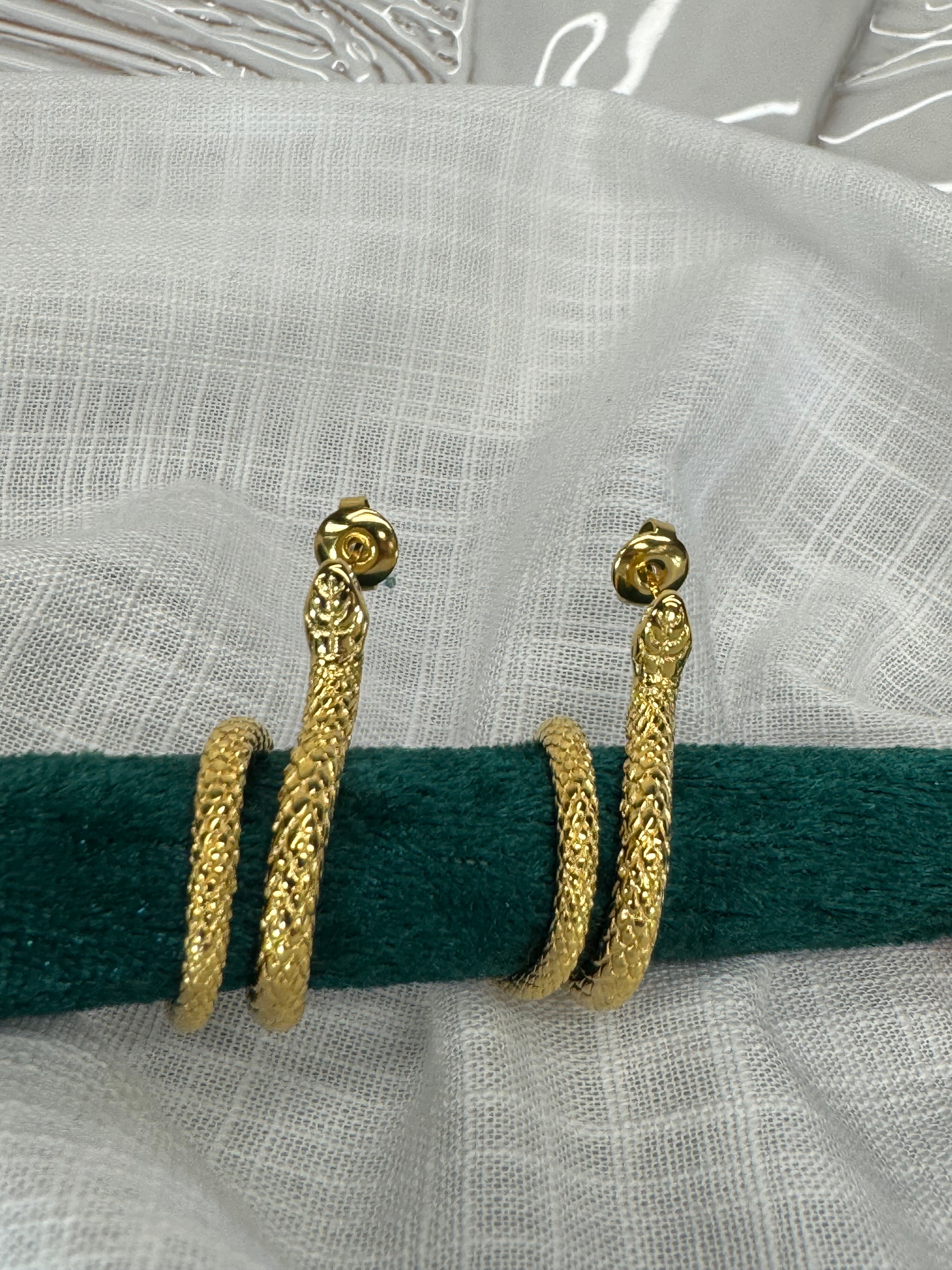 Gold Snake Hoops