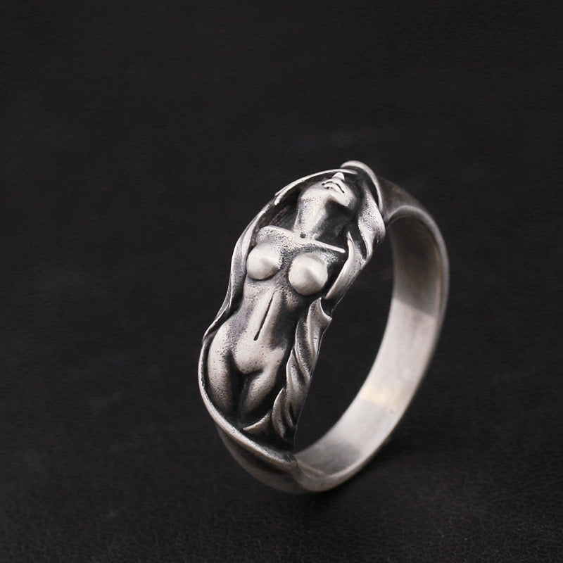 Goddess Power Graffiti Art S925 Silver Ring
