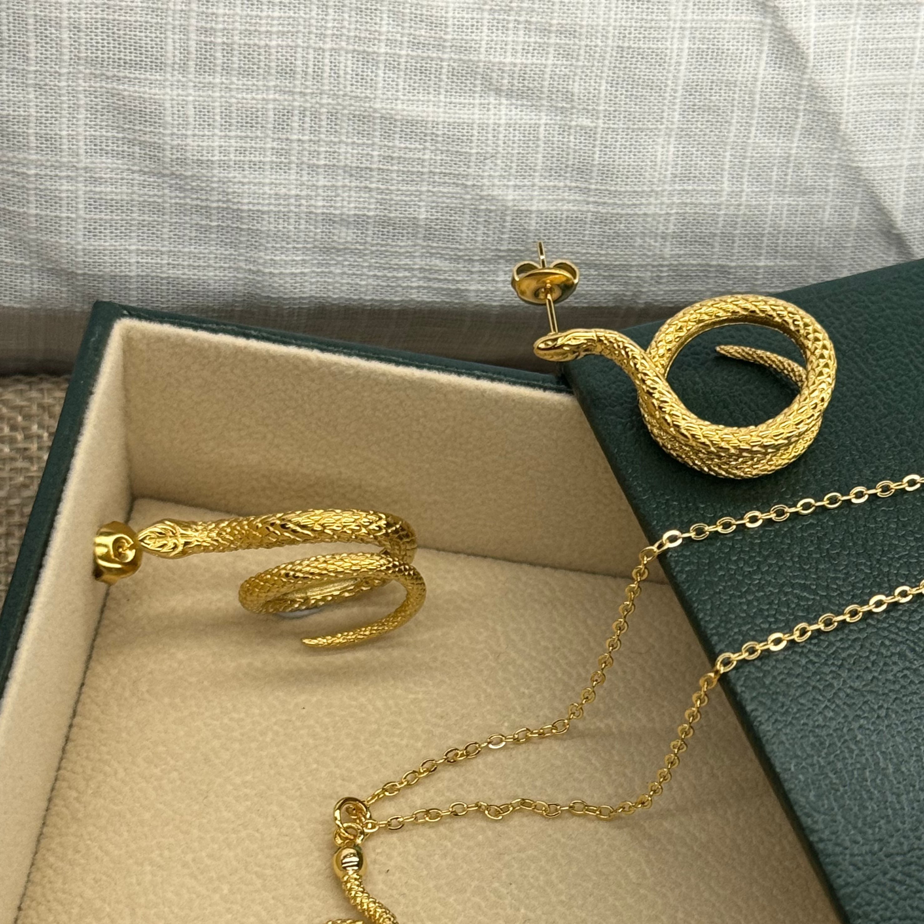 gold plated snake earring