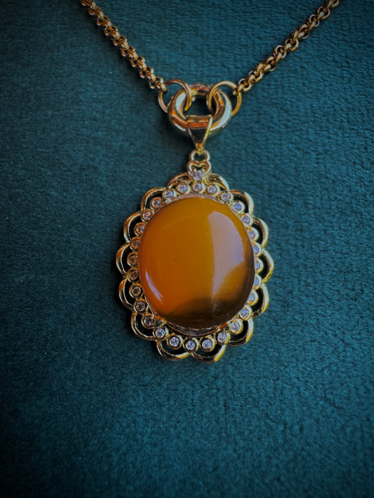 Gold Honey Amber Pendant