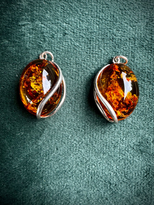 S925 Baltic Amber Pendants