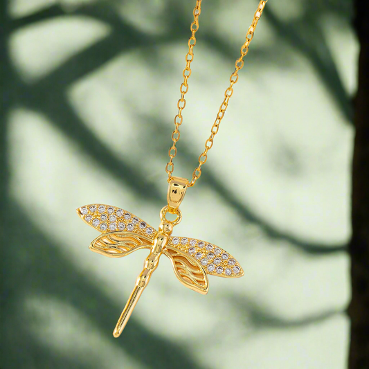 Dragonfly 18K Gold Plated Necklace