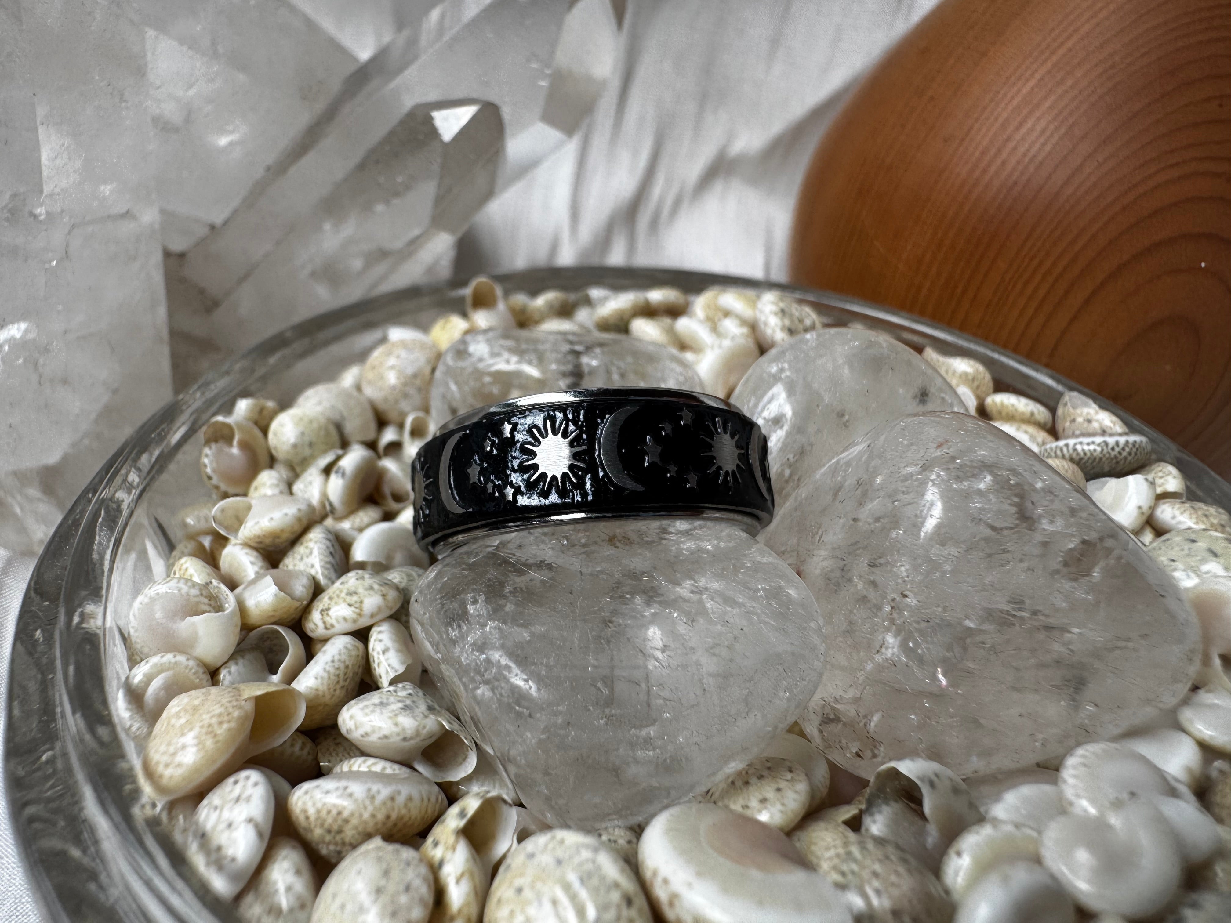 Star Moon Sun Fidget Ring - Gold Silver