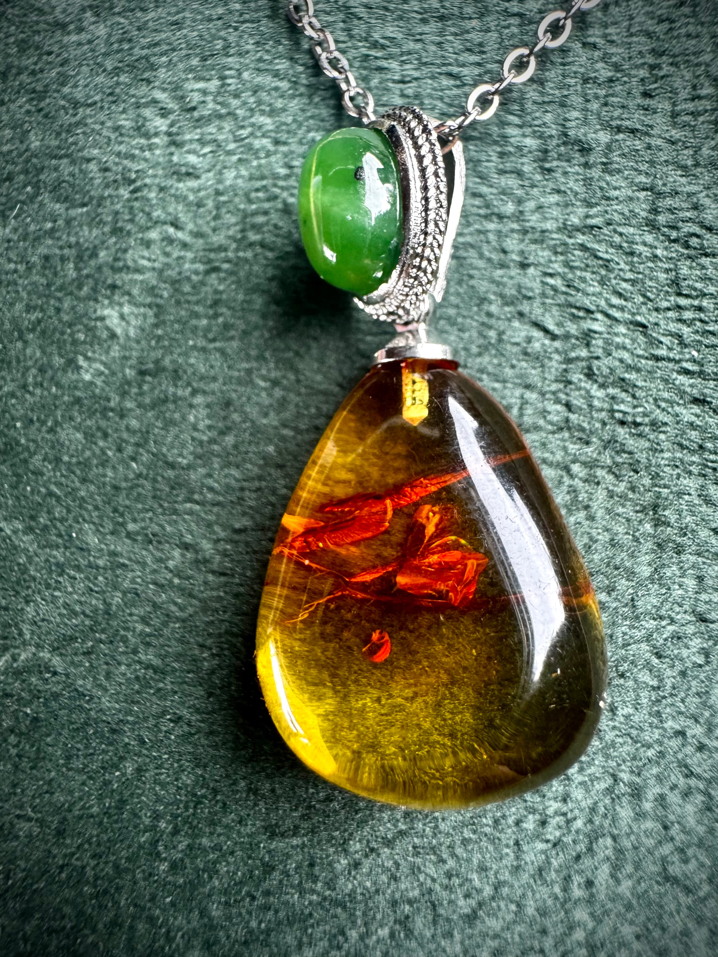 Amber & Jade Pendant