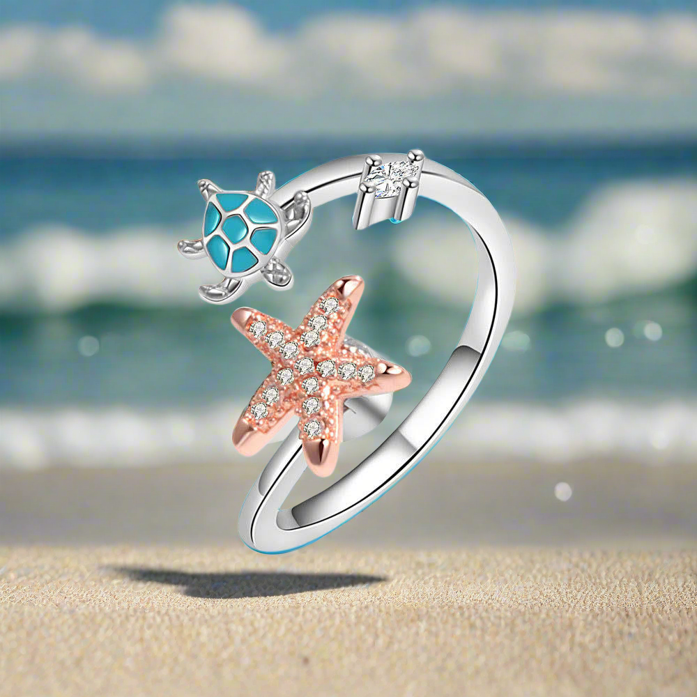 Sea turtles & Star Fidget ring