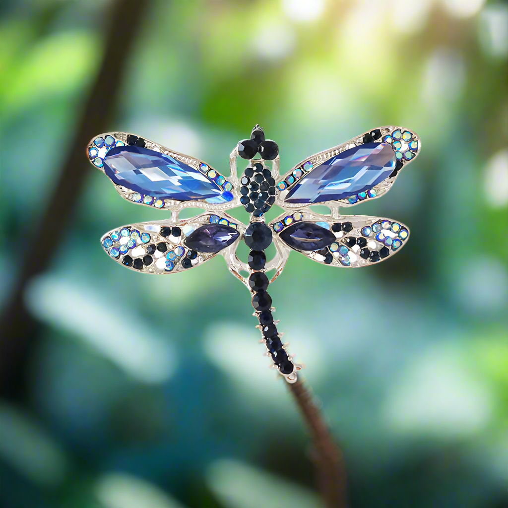 Celtic fantasy sparkling dragonfly enameled Brooch