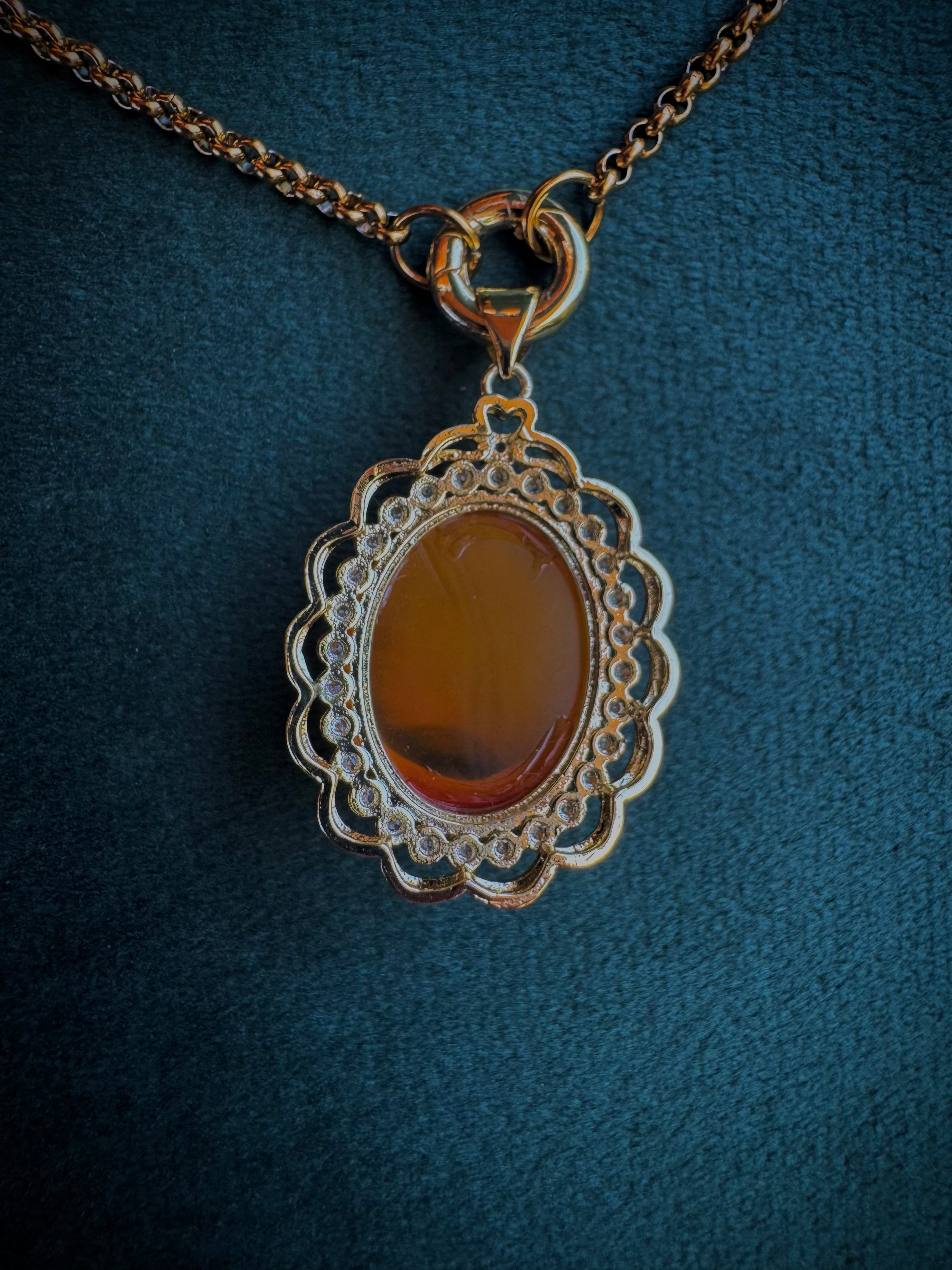 Gold Honey Amber Pendant