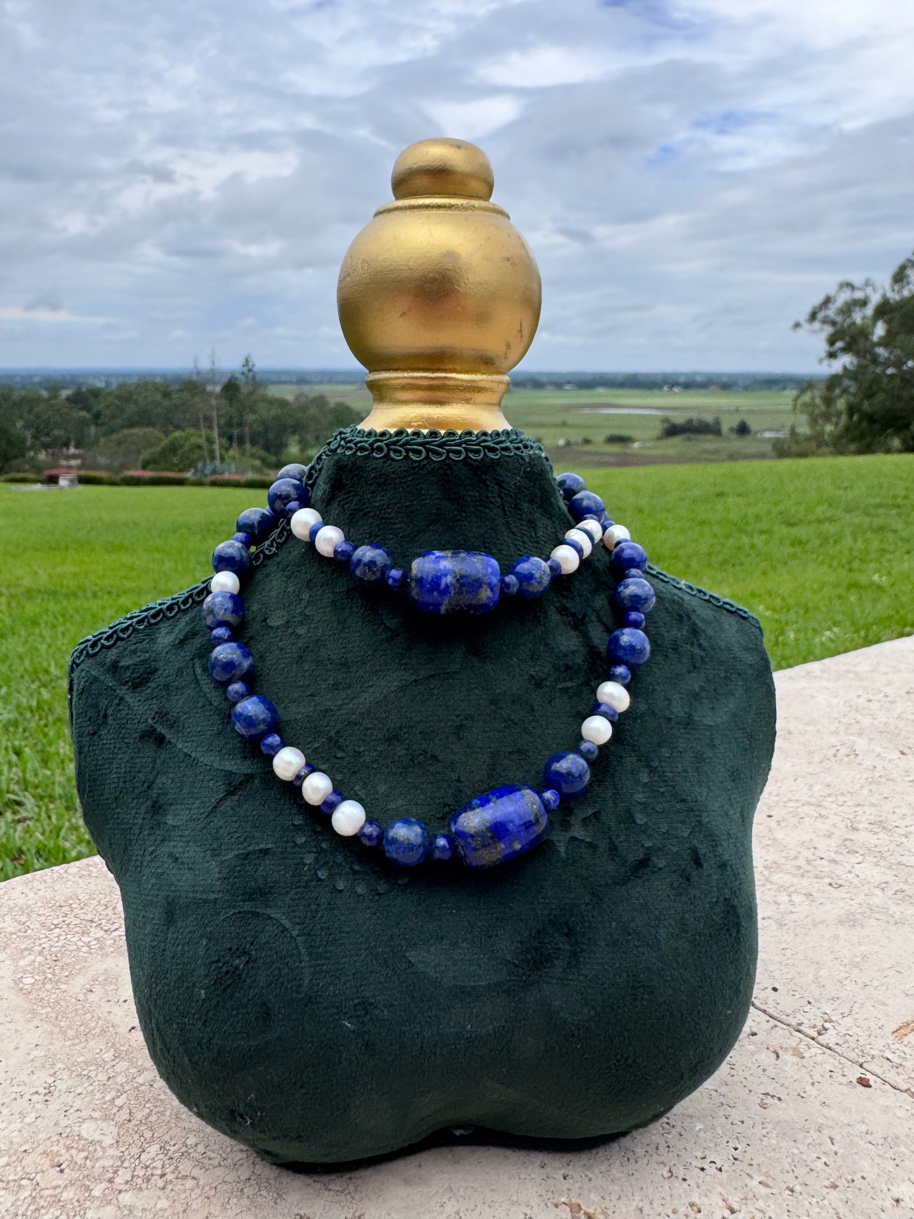 Lapis and Pearl Necklace