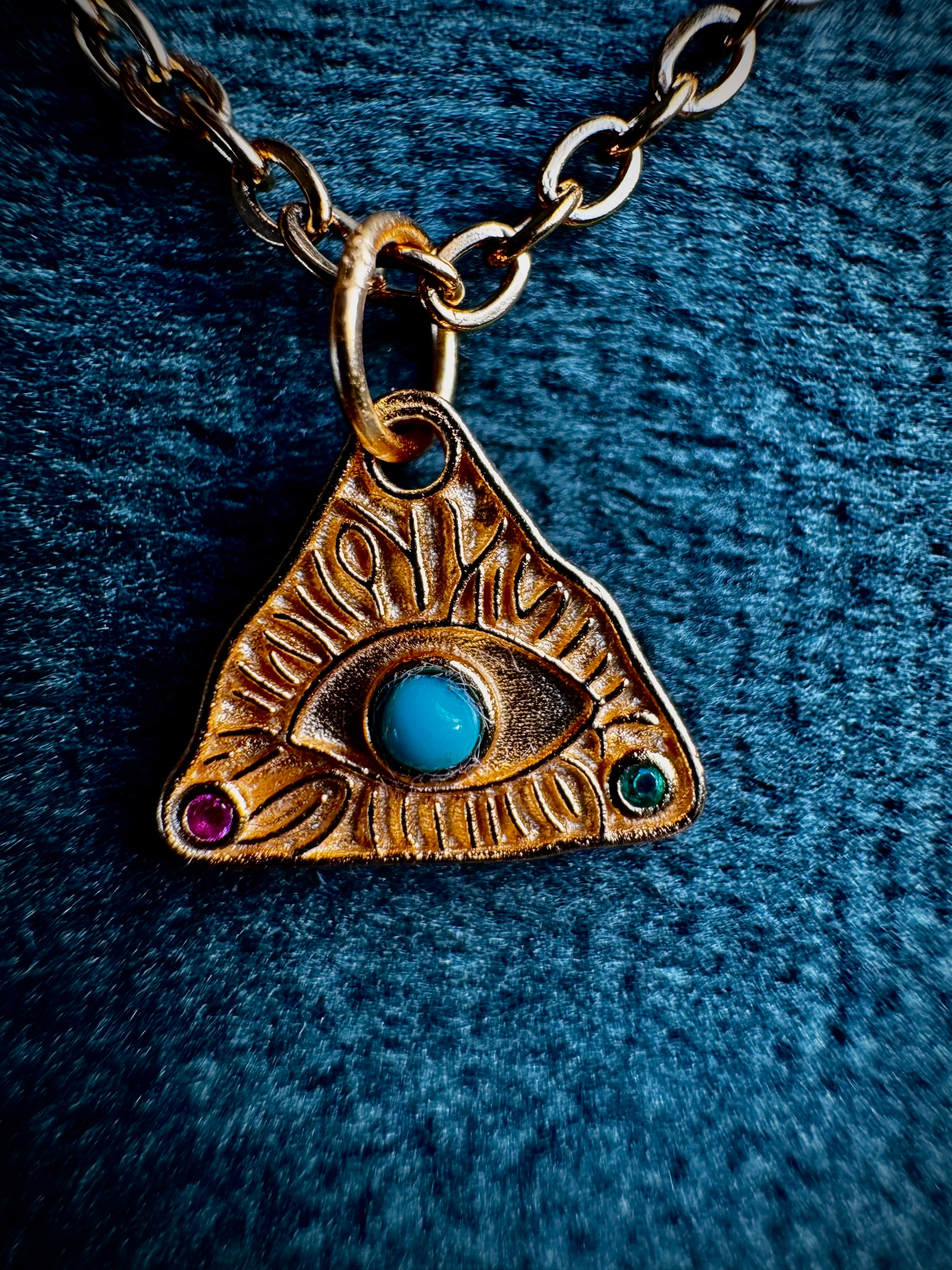 MINI Gold Evil Eye Triangle S925