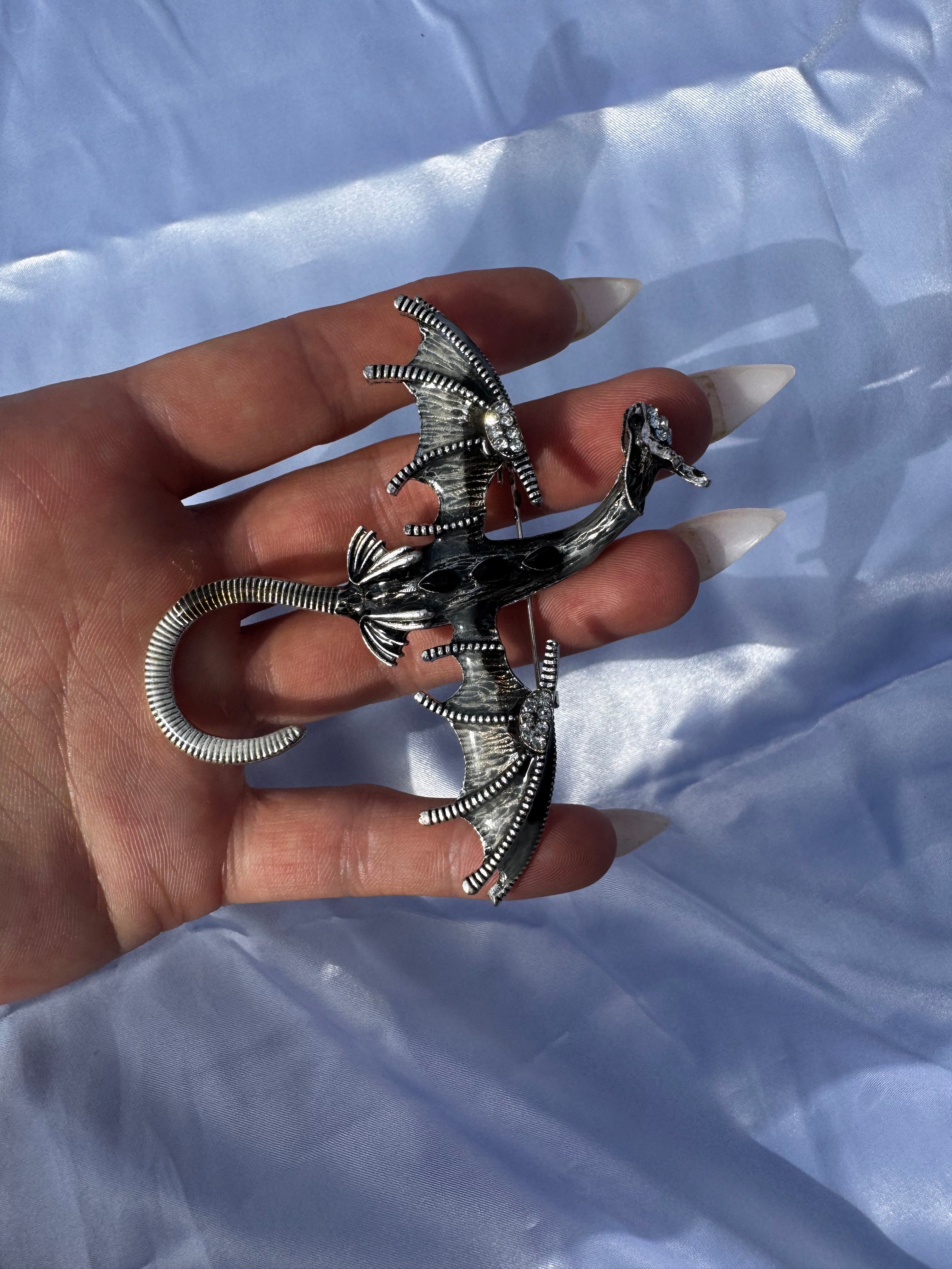 Celtic fantasy dragon enameled Broach