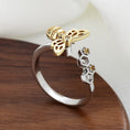 Load image into Gallery viewer, silver fidget ring with gold plated bee design
