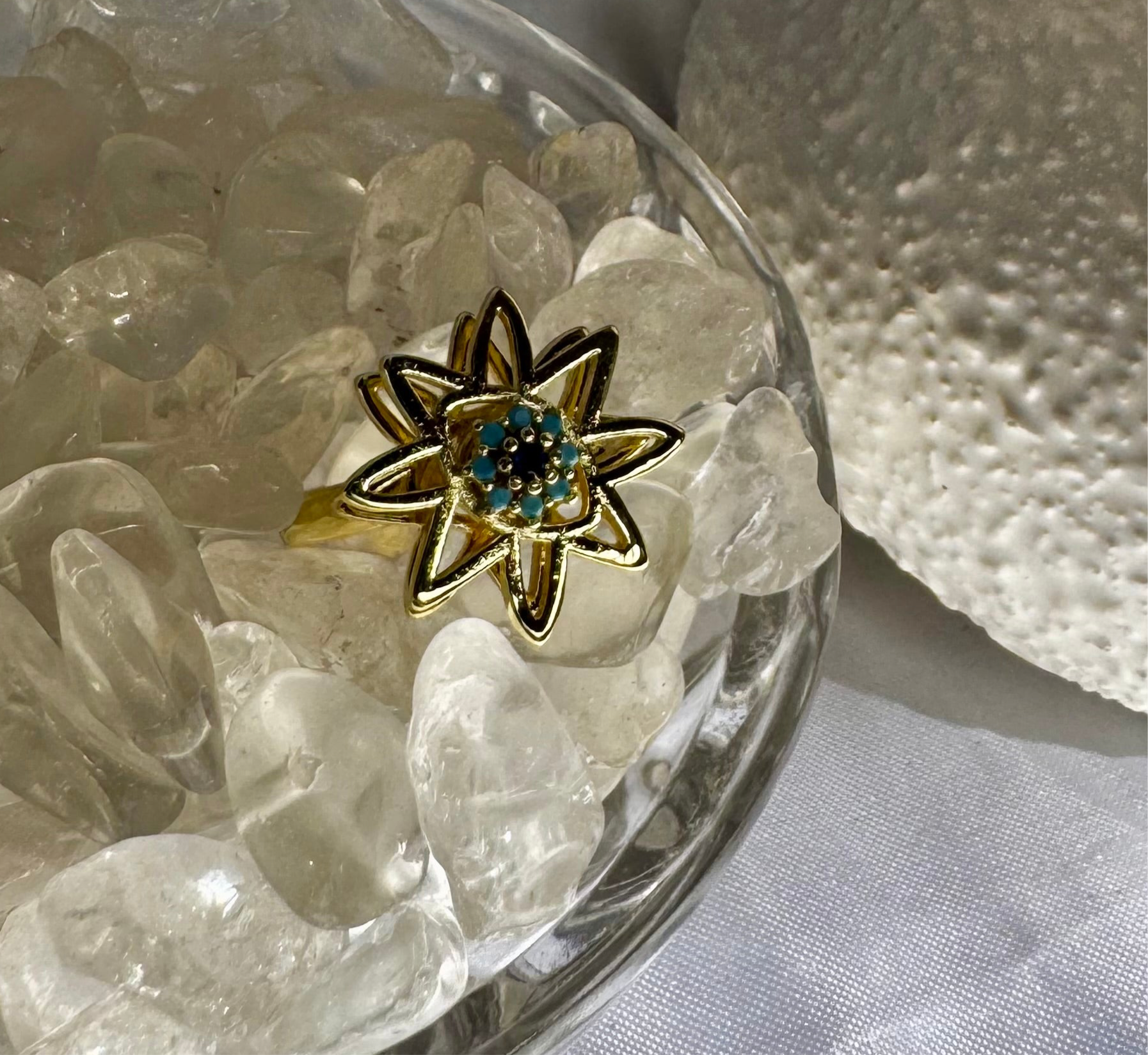 Gold and Silver Evil Eye Star Fidget Ring