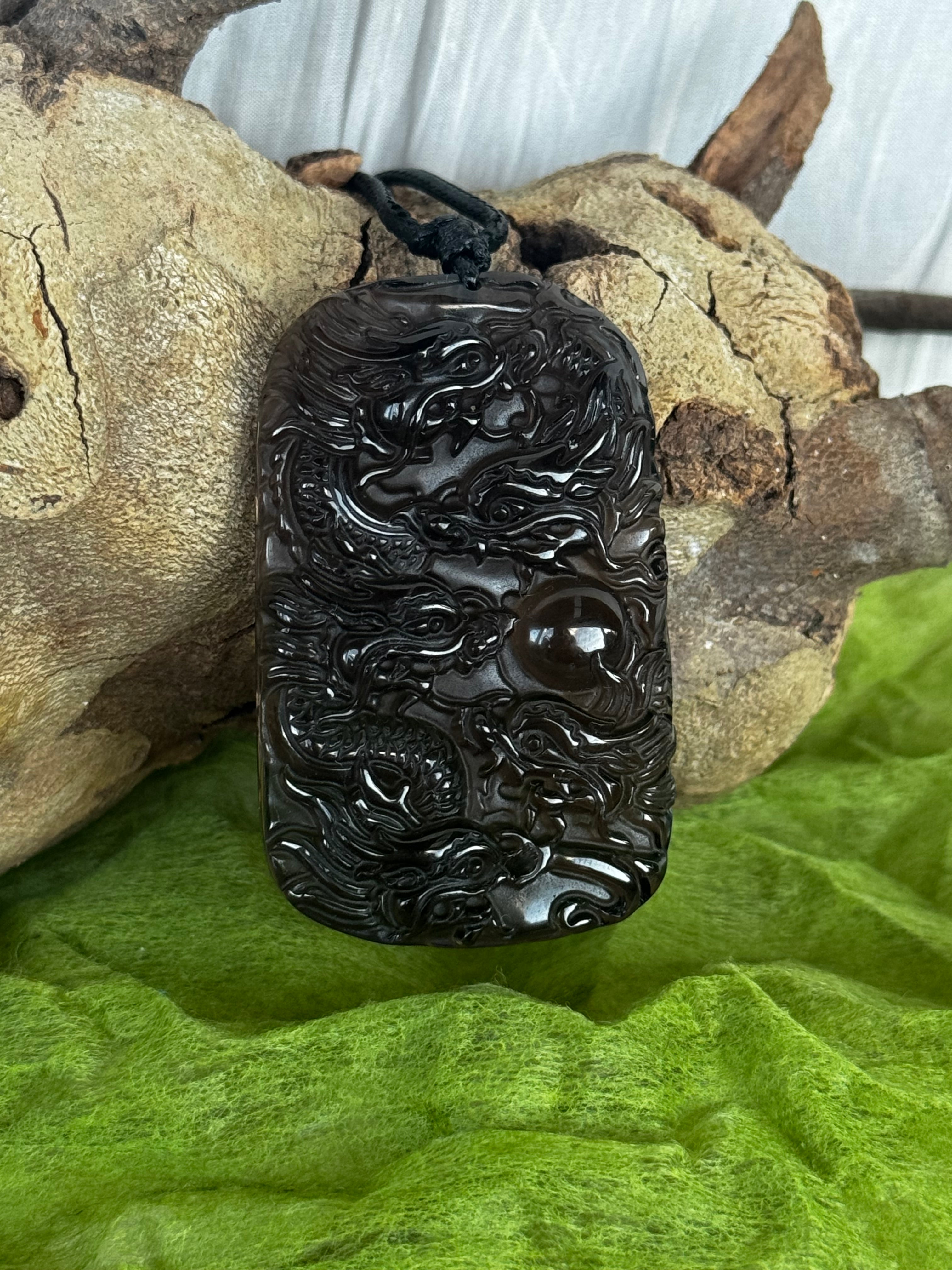 Clear Obsidian Dragons Pendant