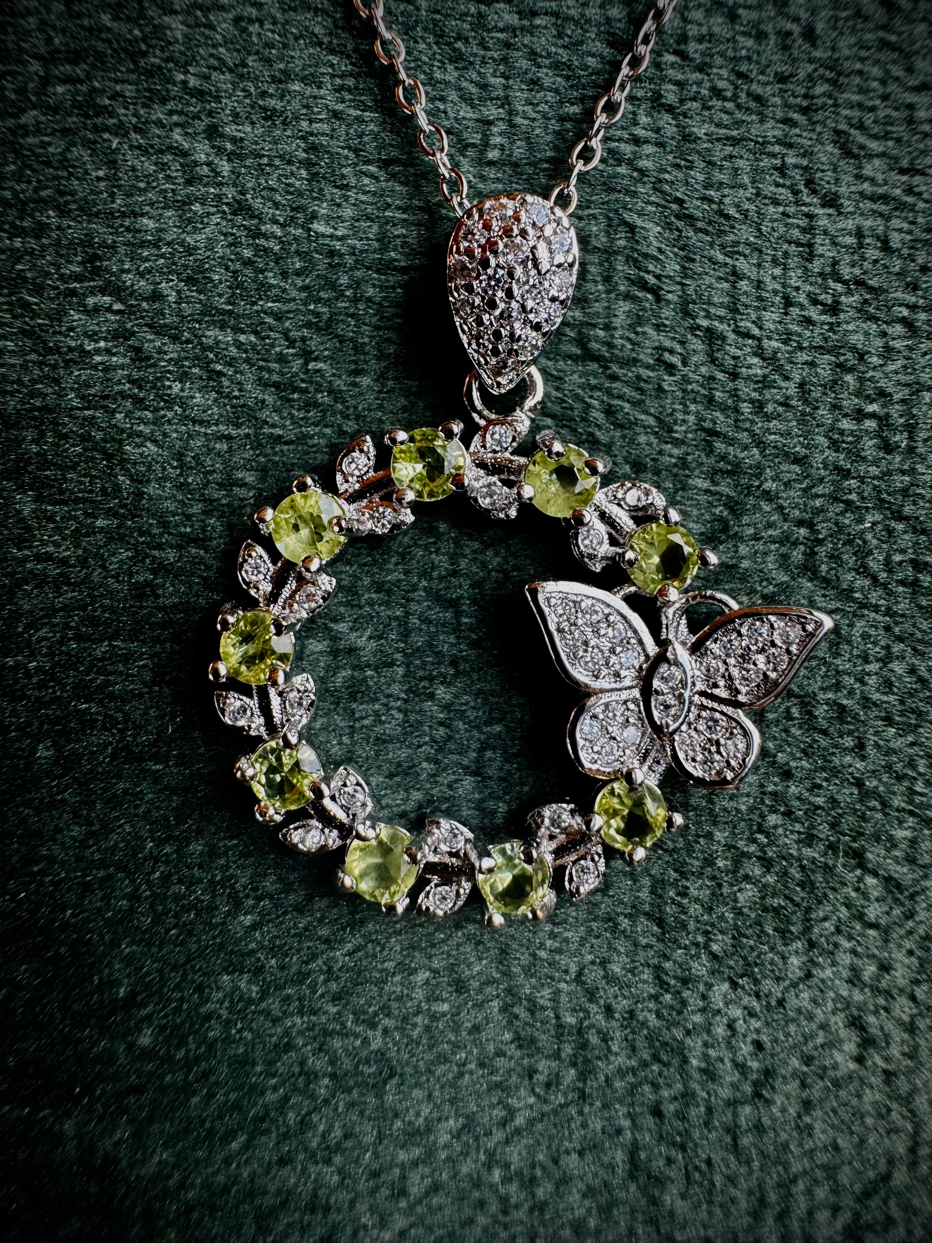 Peridot or Garnet Butterfly Wreath