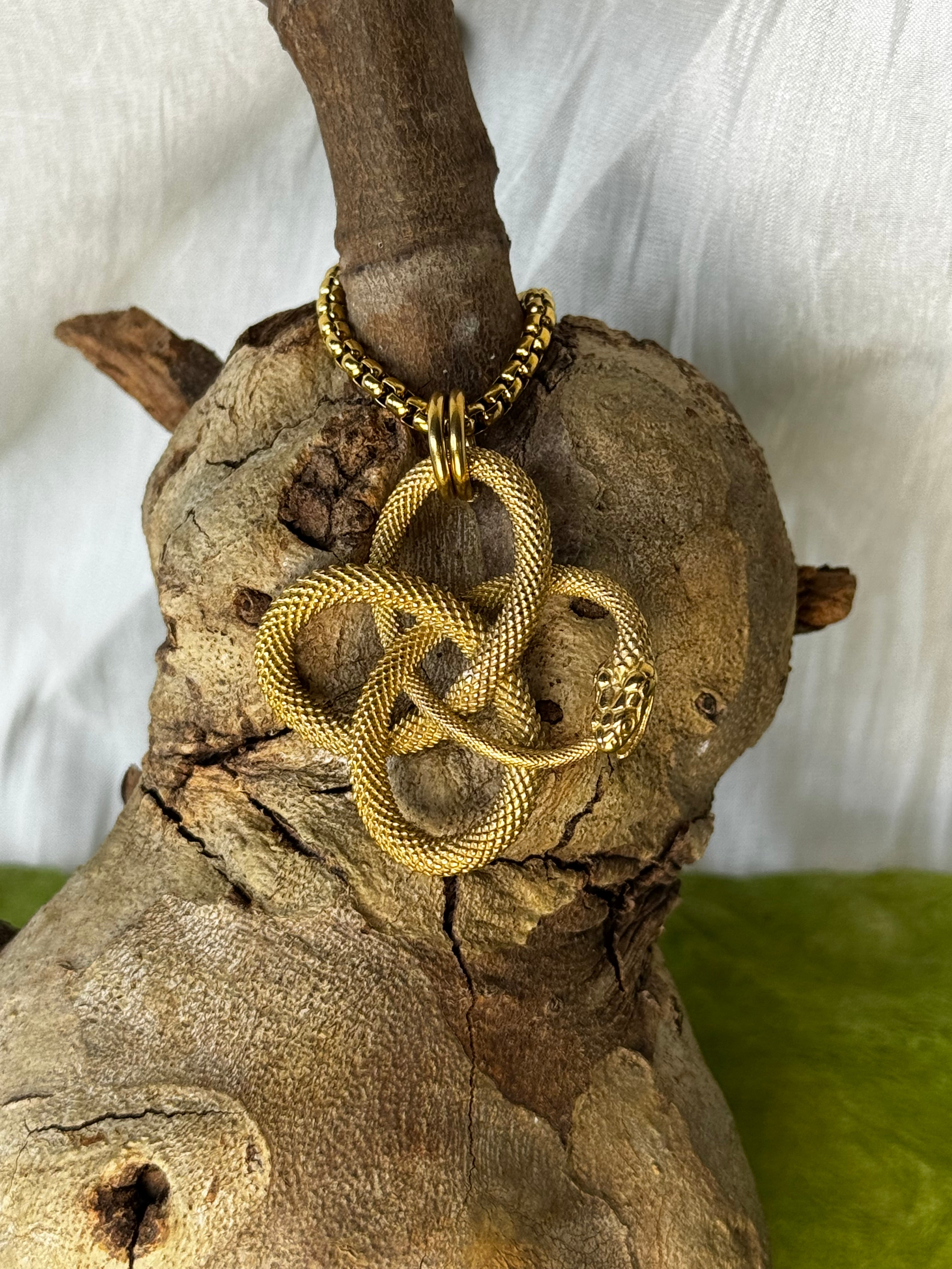 Gold Ouroboros Stainless Steel Pendant