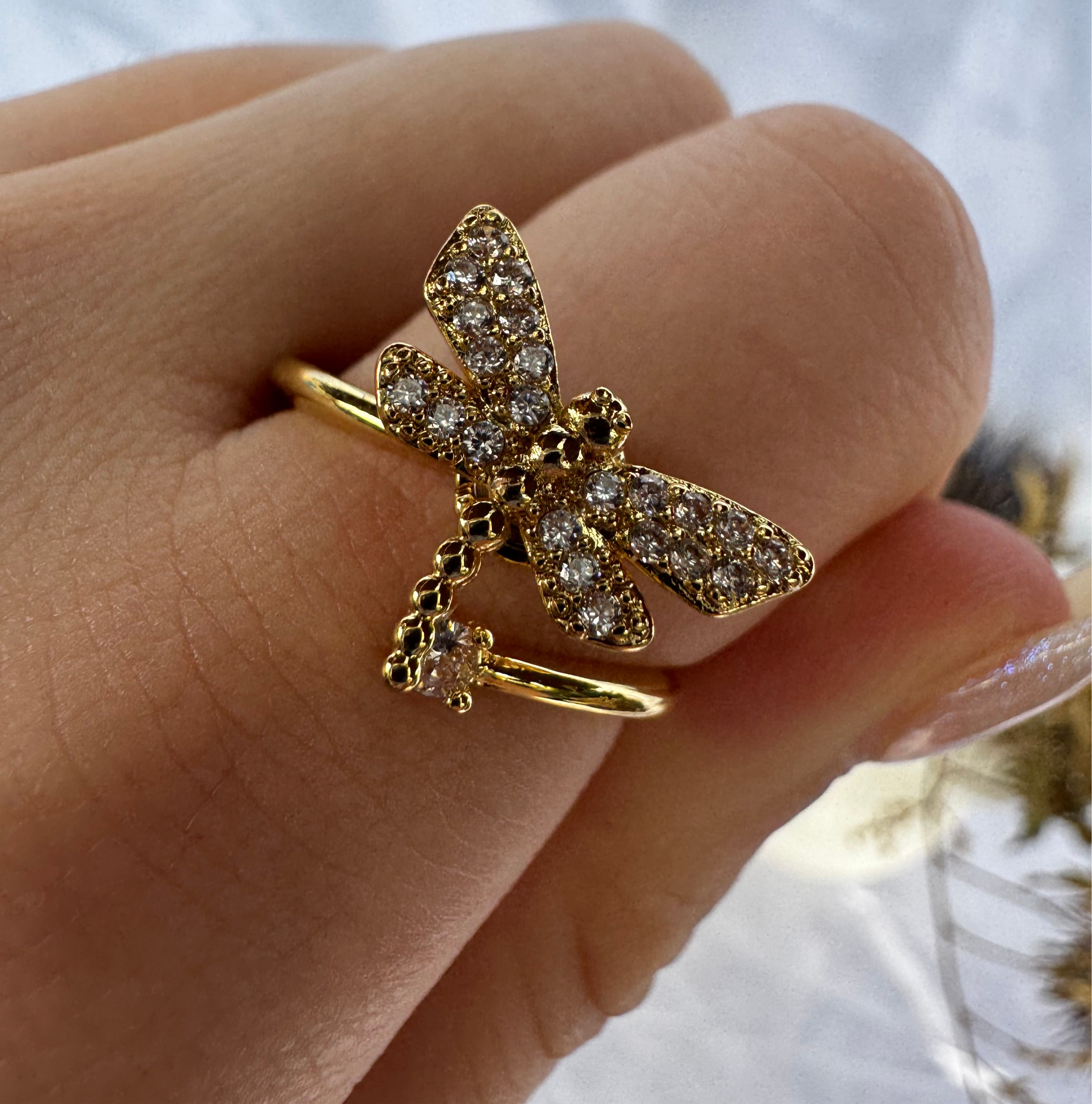 Gold Dragonfly Fidget Ring