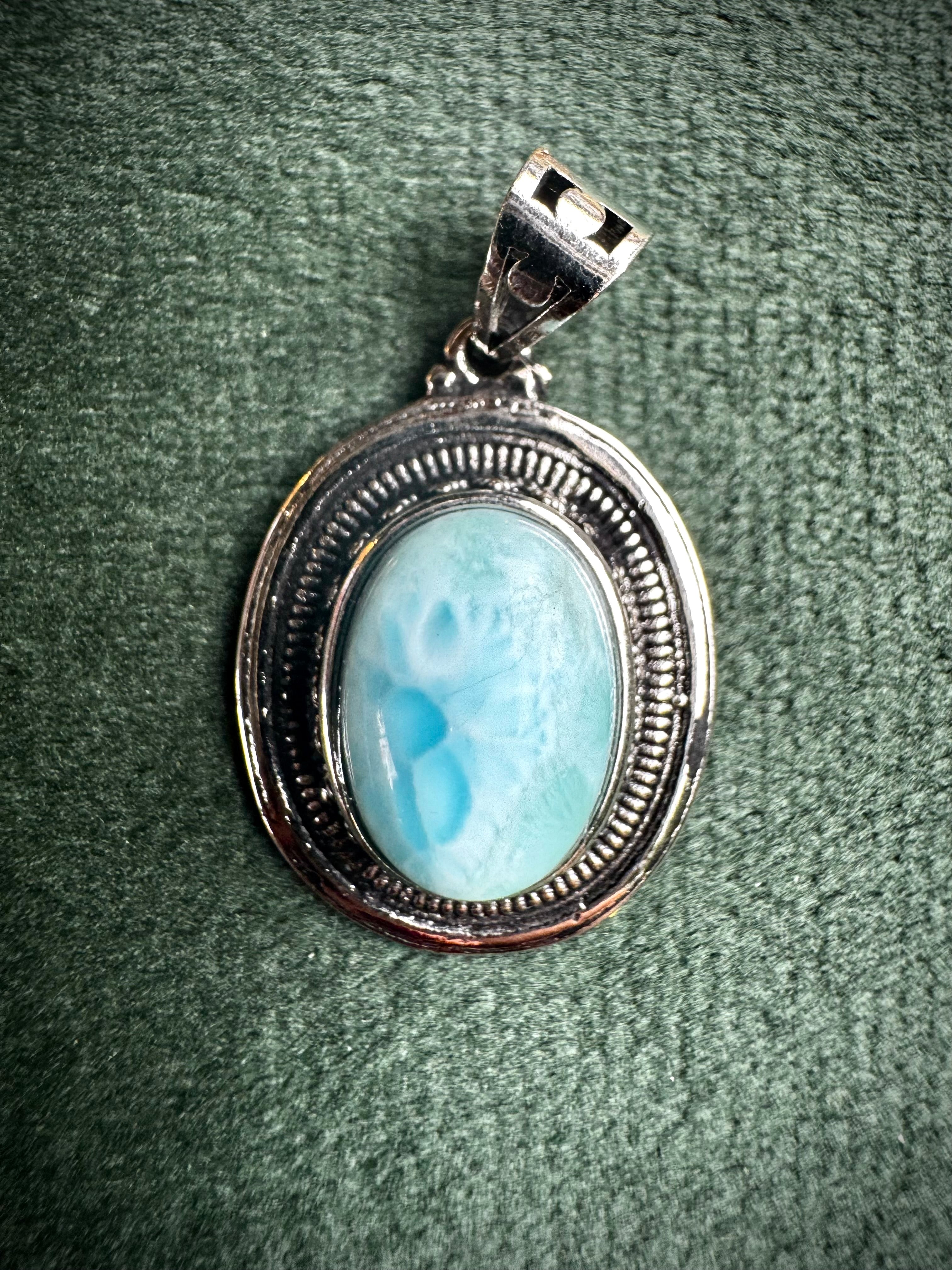 Vintage Larimar Oval Pendant