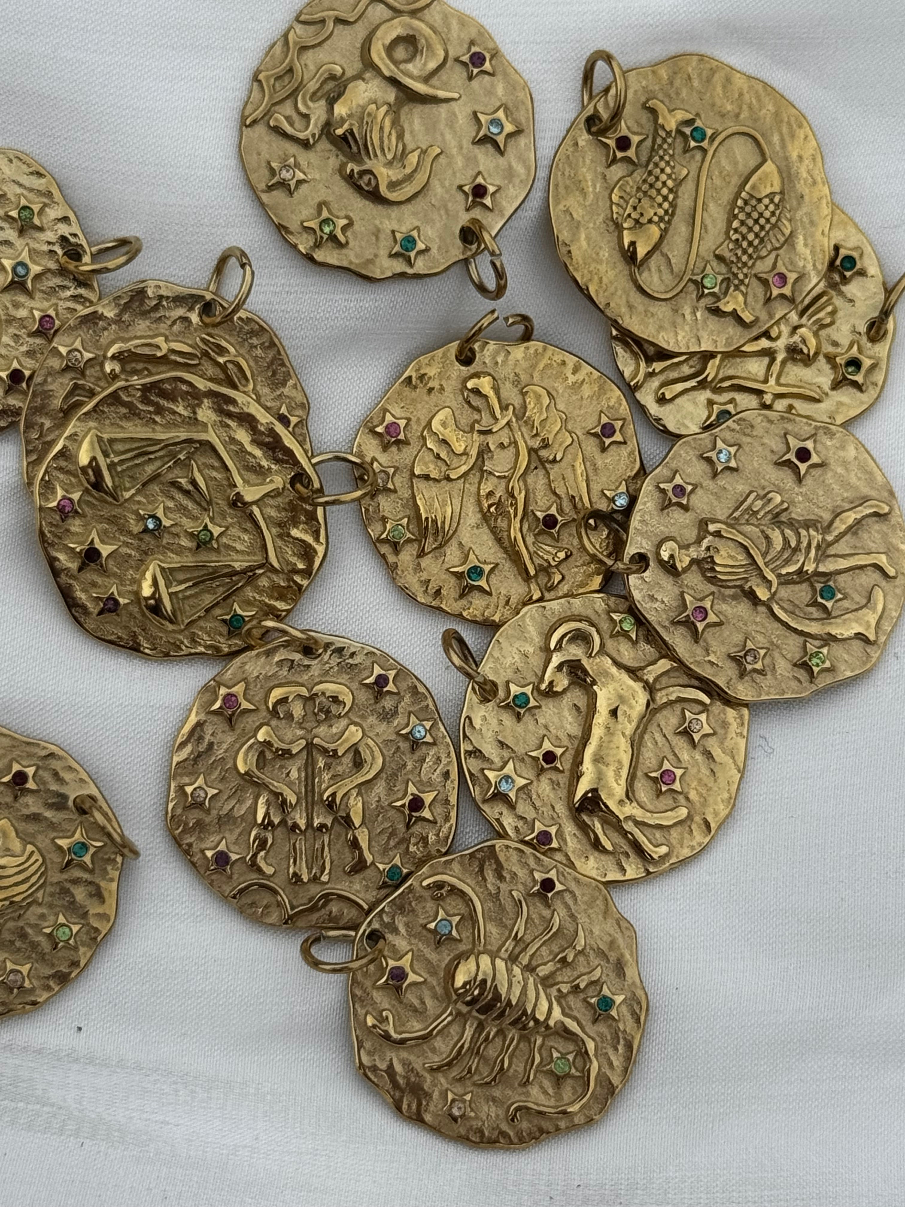 Hammered Zodiac Coin Necklaces