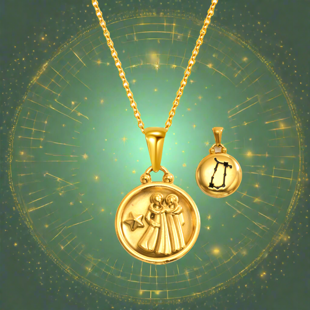 12 Gold Zodiac and Constellation Star sign Coin Necklace