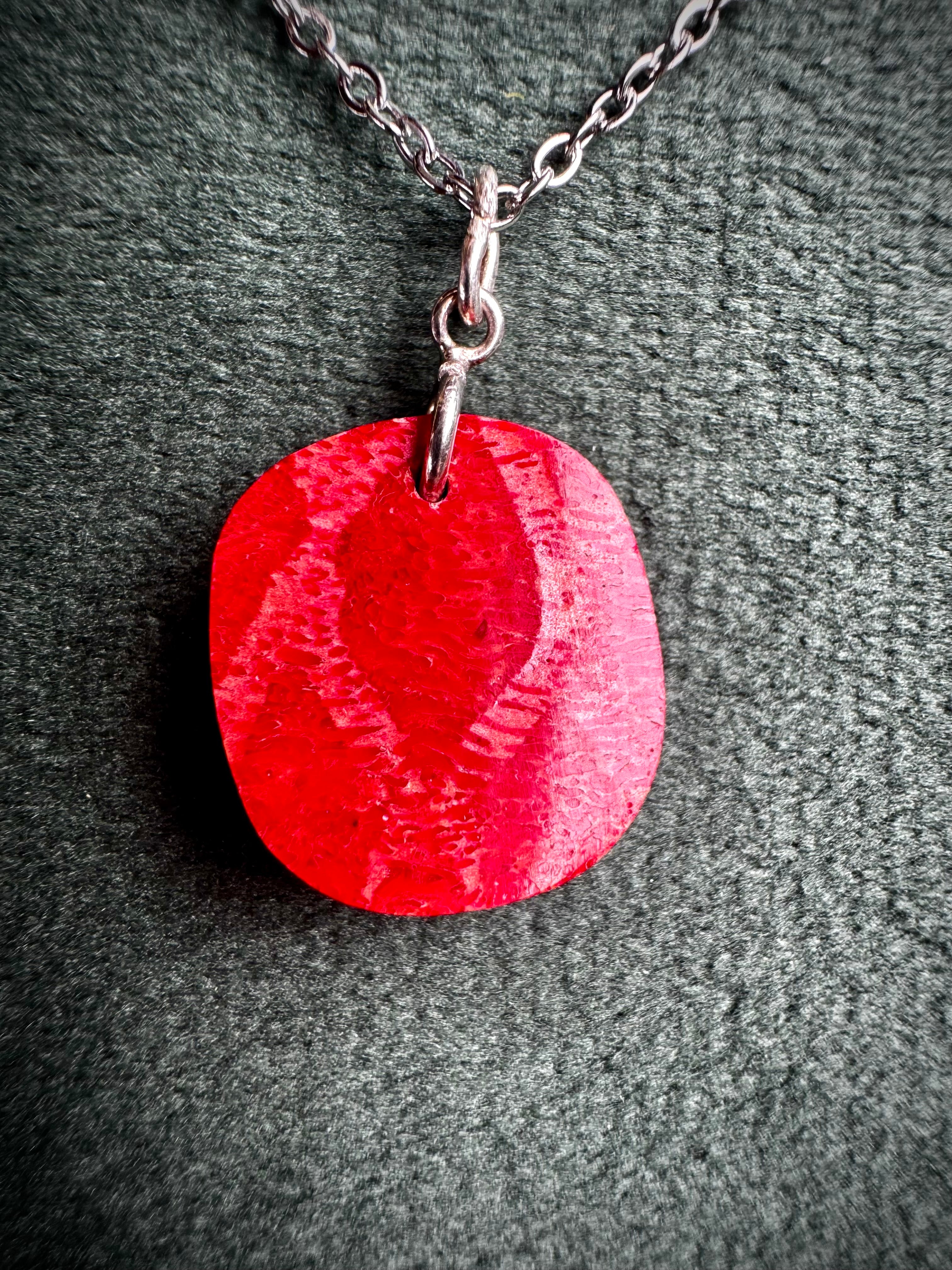 Small S925 Red Coral Dragonfly Pendant