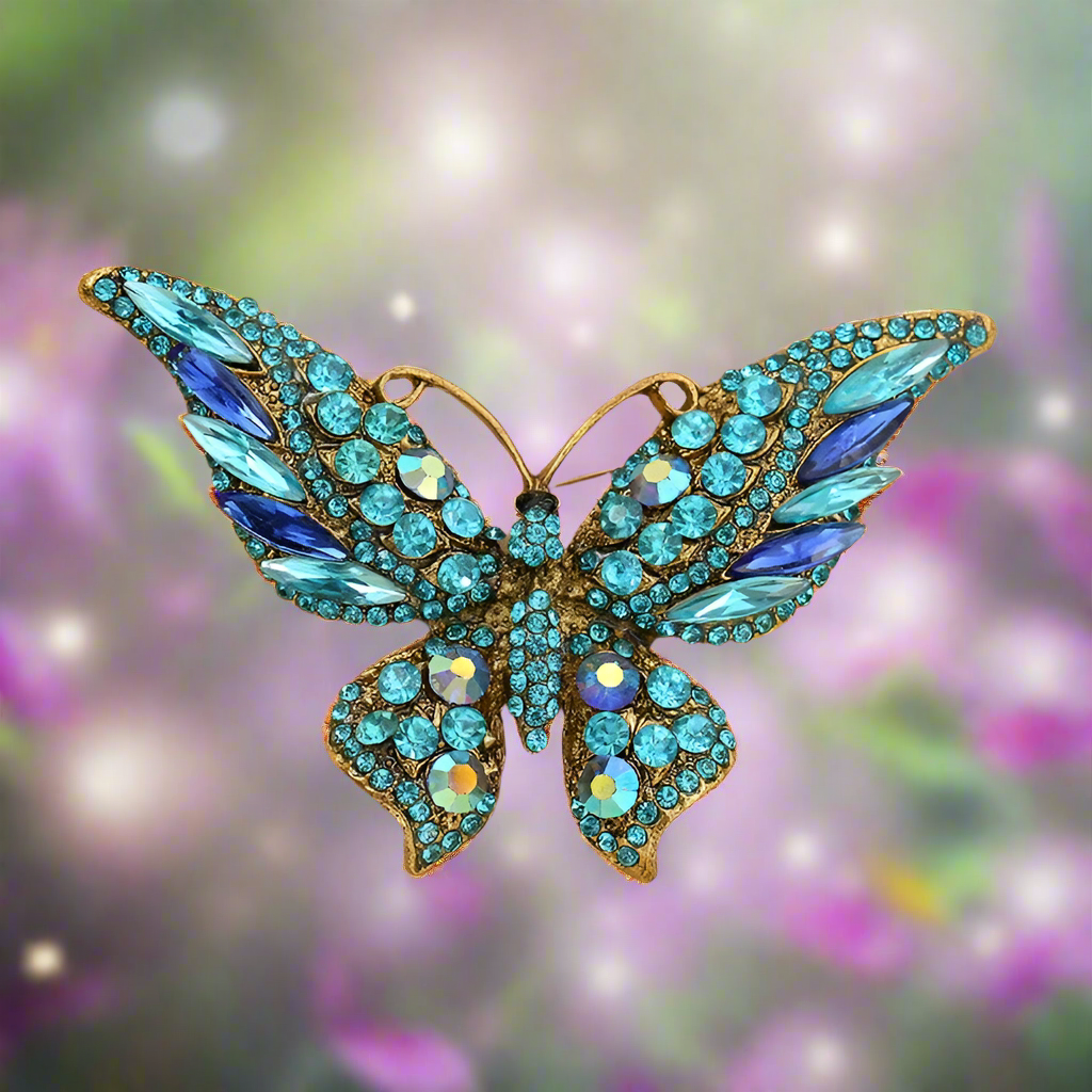 Celtic fantasy sparkling butterfly enameled Brooch