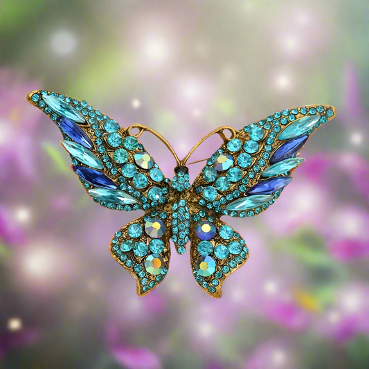 Celtic fantasy sparkling butterfly enameled Brooch