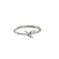 Load image into Gallery viewer, silver ring with crane origami design
