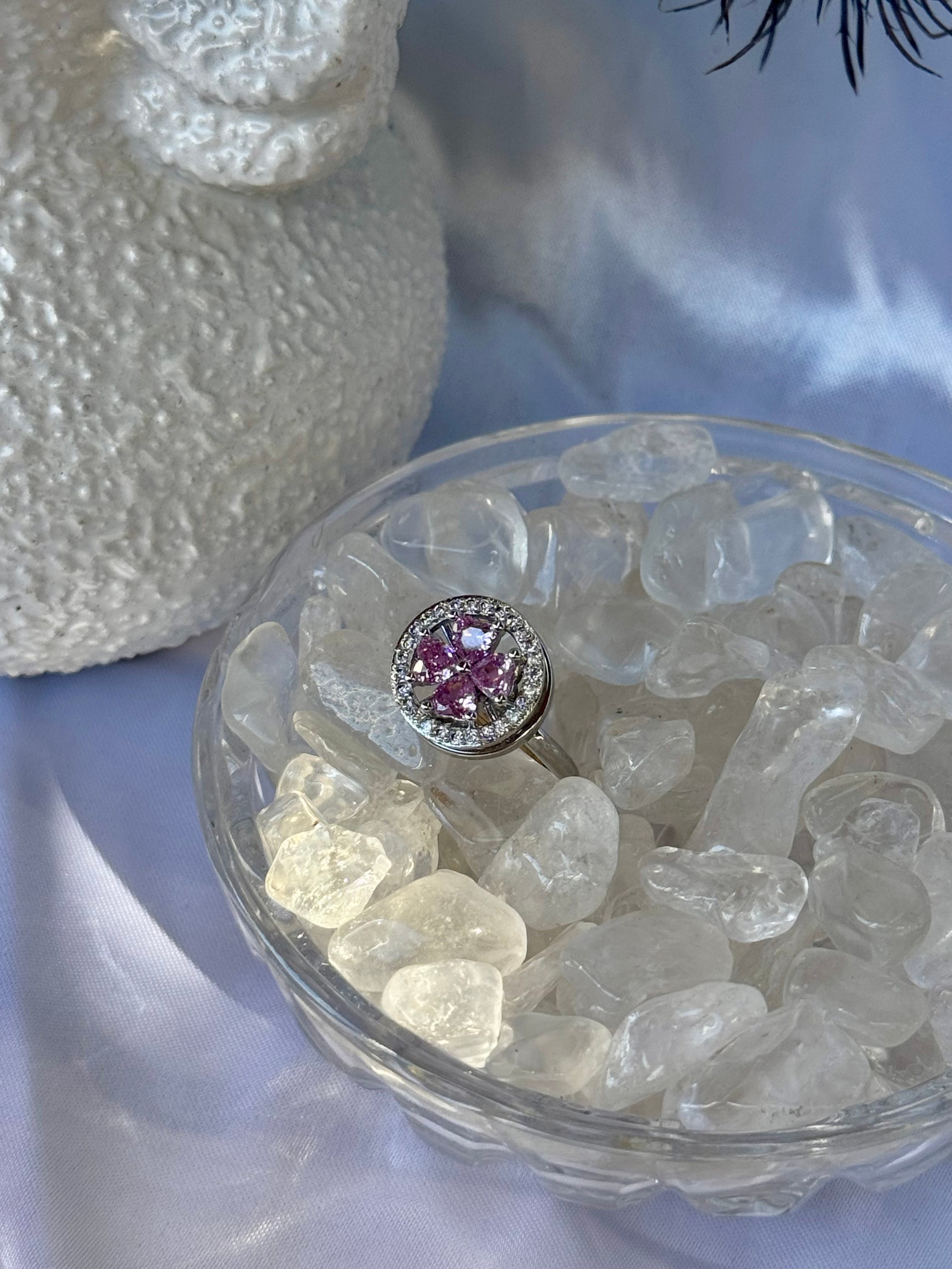 Pink 4 Leaf Clover Fidget Ring