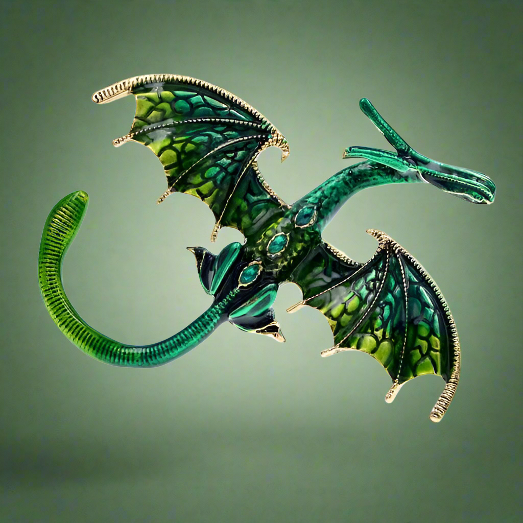 Celtic fantasy dragon enameled Brooch