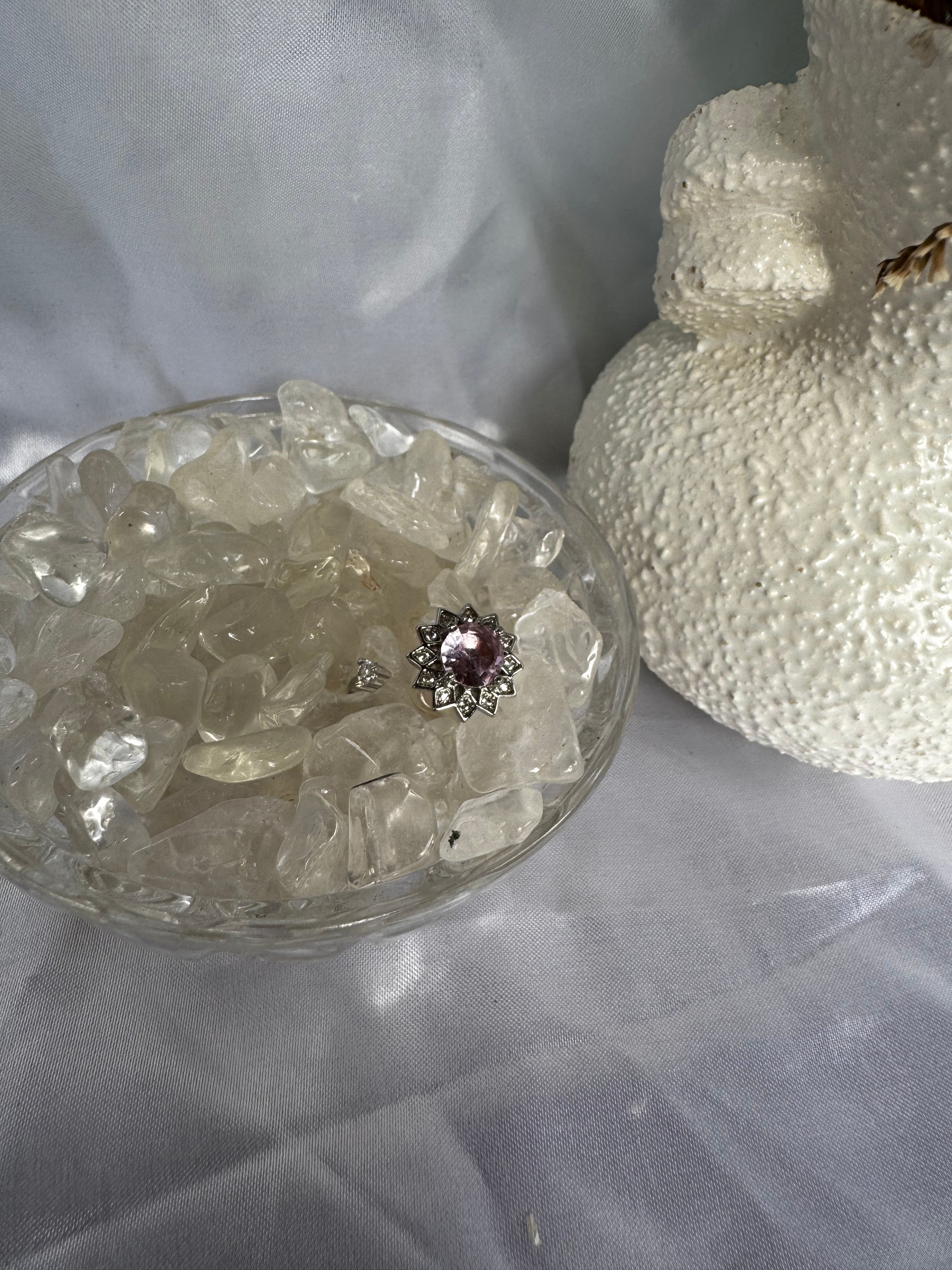 Pink or Clear Sunflower Zirconia Fidget Ring