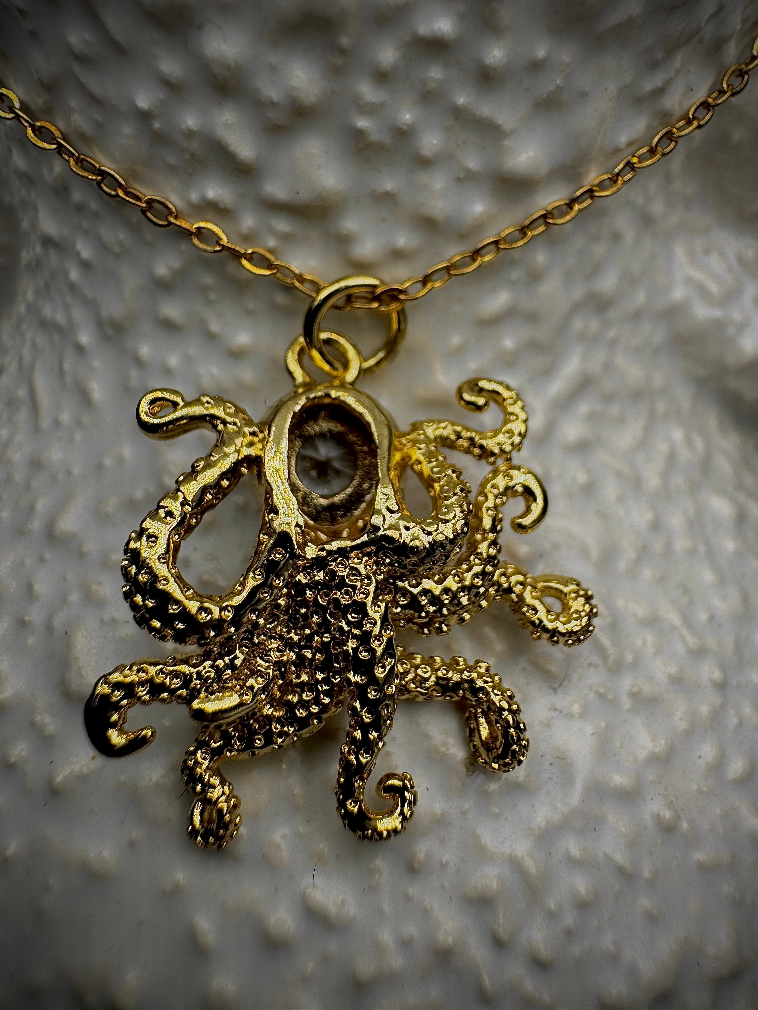 Gold Octopus Pendant