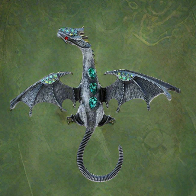 Celtic fantasy dragon enameled Brooch