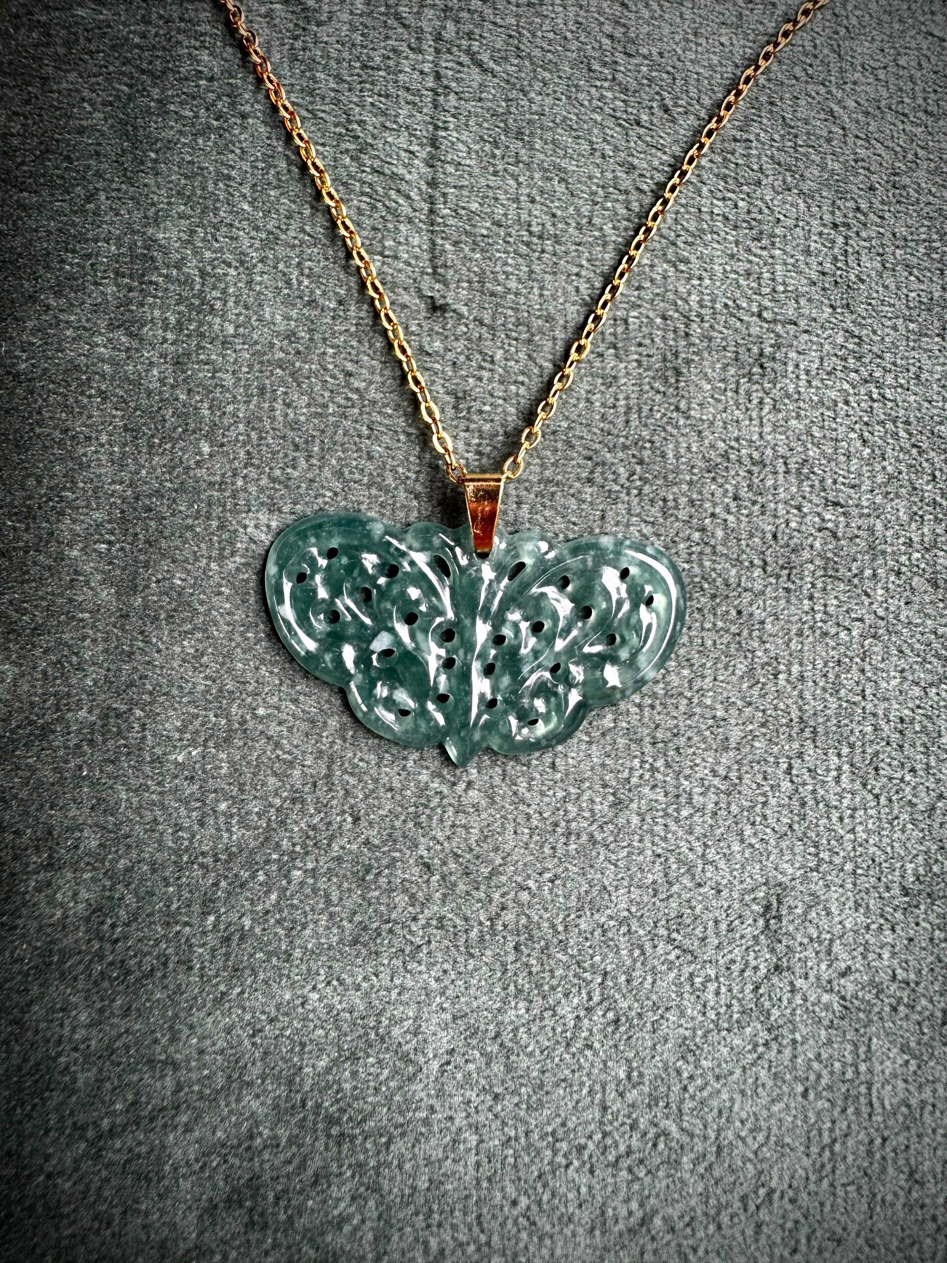 Blue Jade Butterfly Pendant