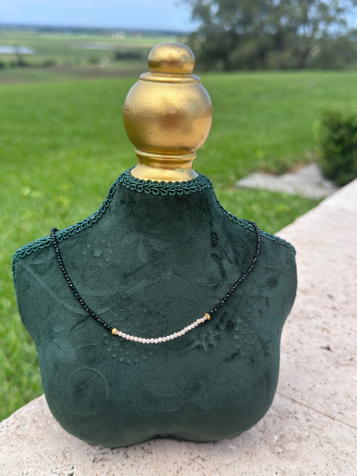 Onyx and Rose Quartz Necklace