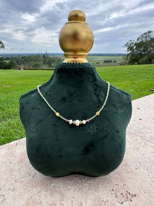 Peridot, Pearl & Tourmaline Necklace