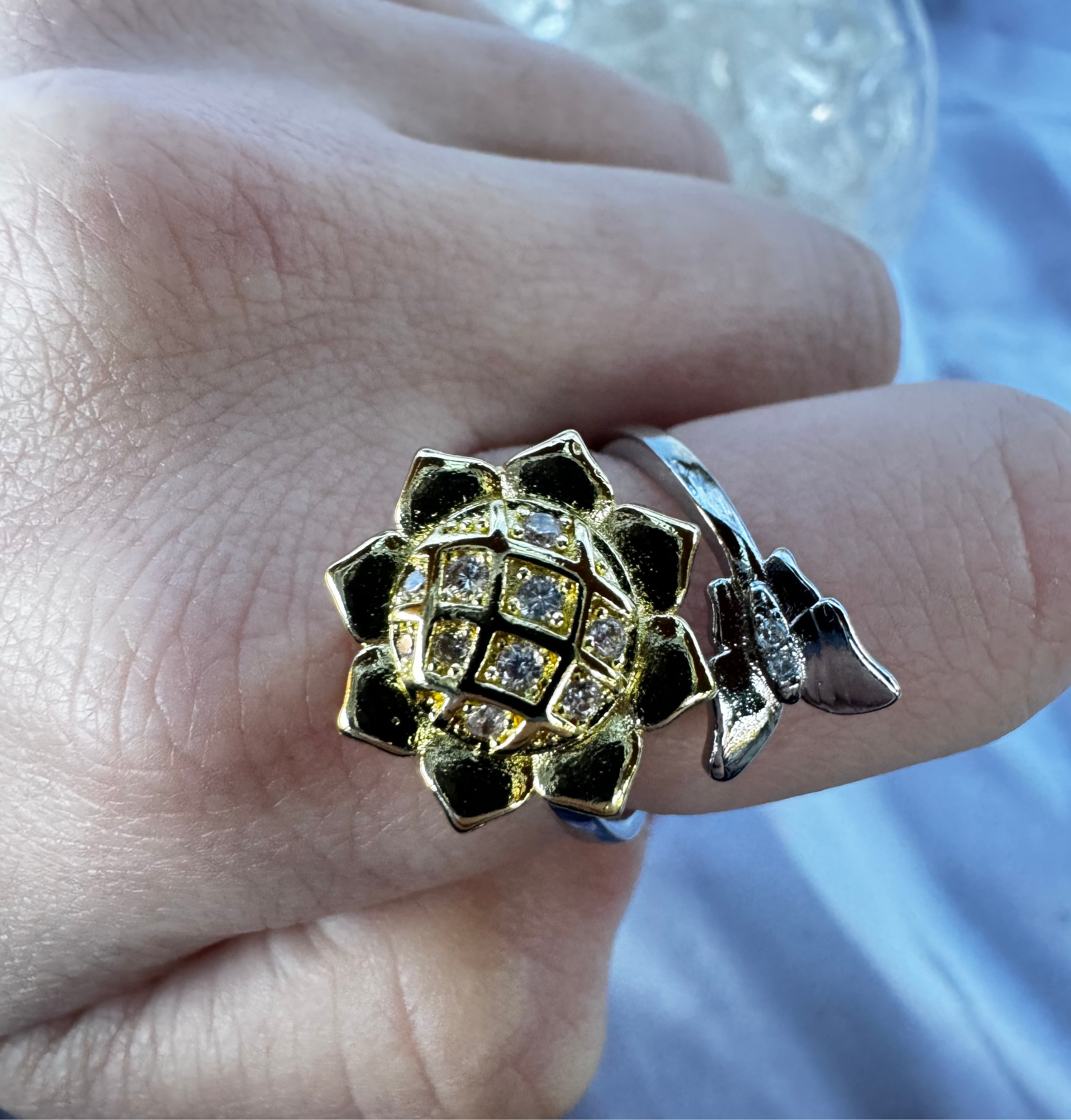 Gold Sunflower Fidget Ring