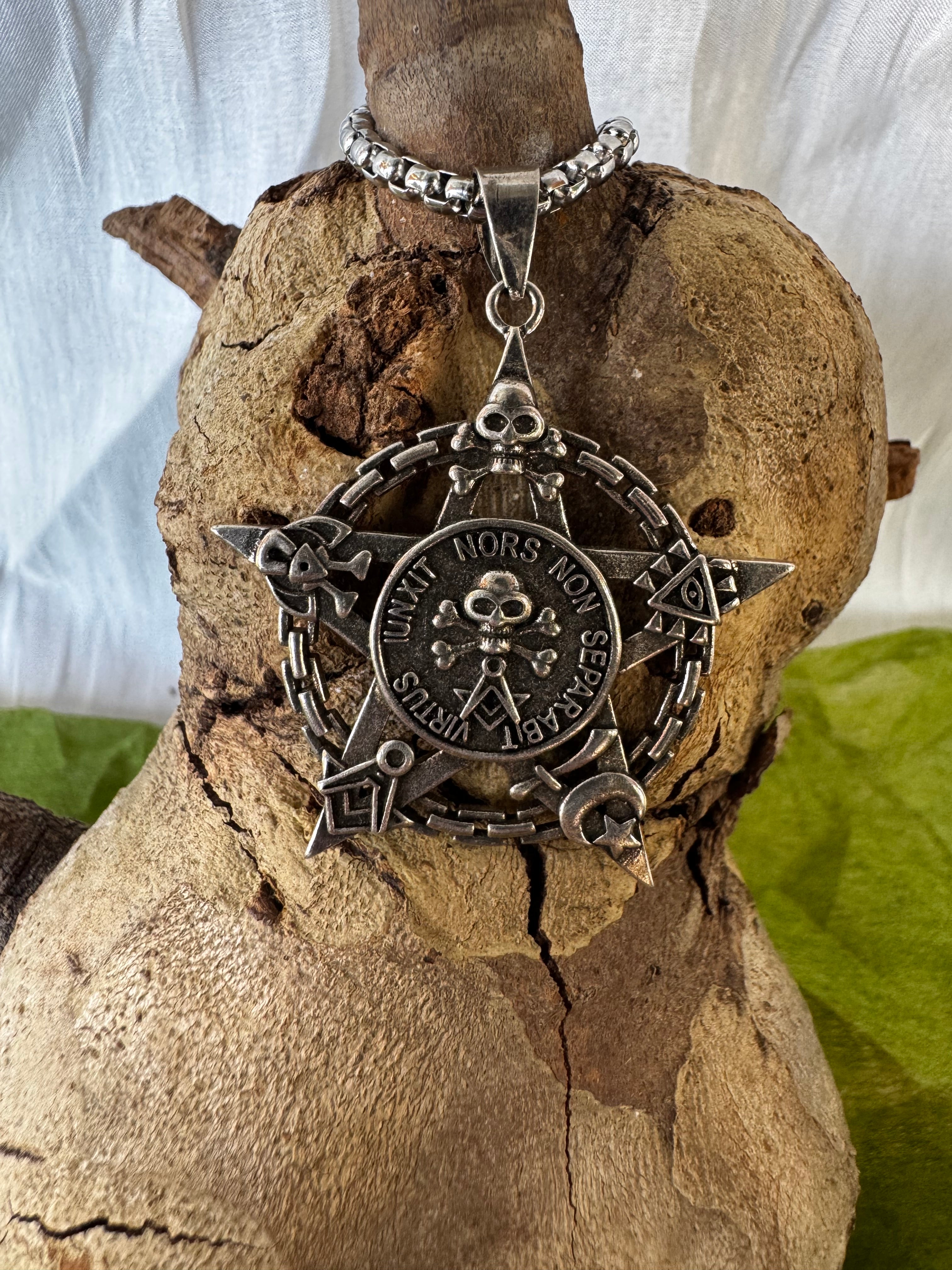 Silver Pirate star Stainless Steel Pendant