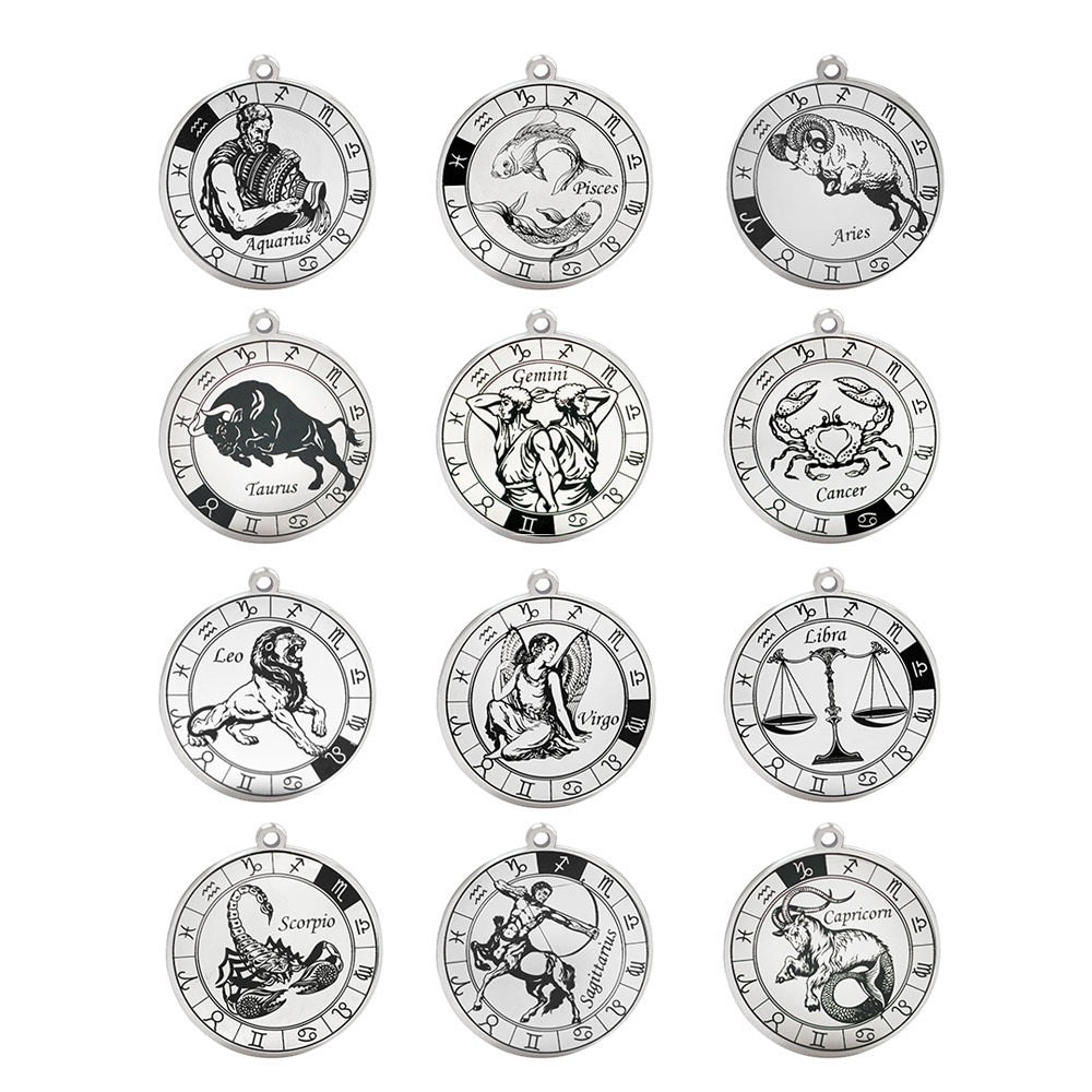 stainless steel zodiac sign pendant