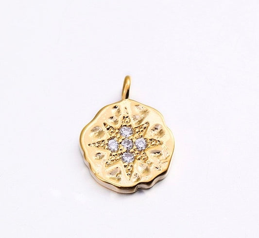 gold plated zircon star coin pendant