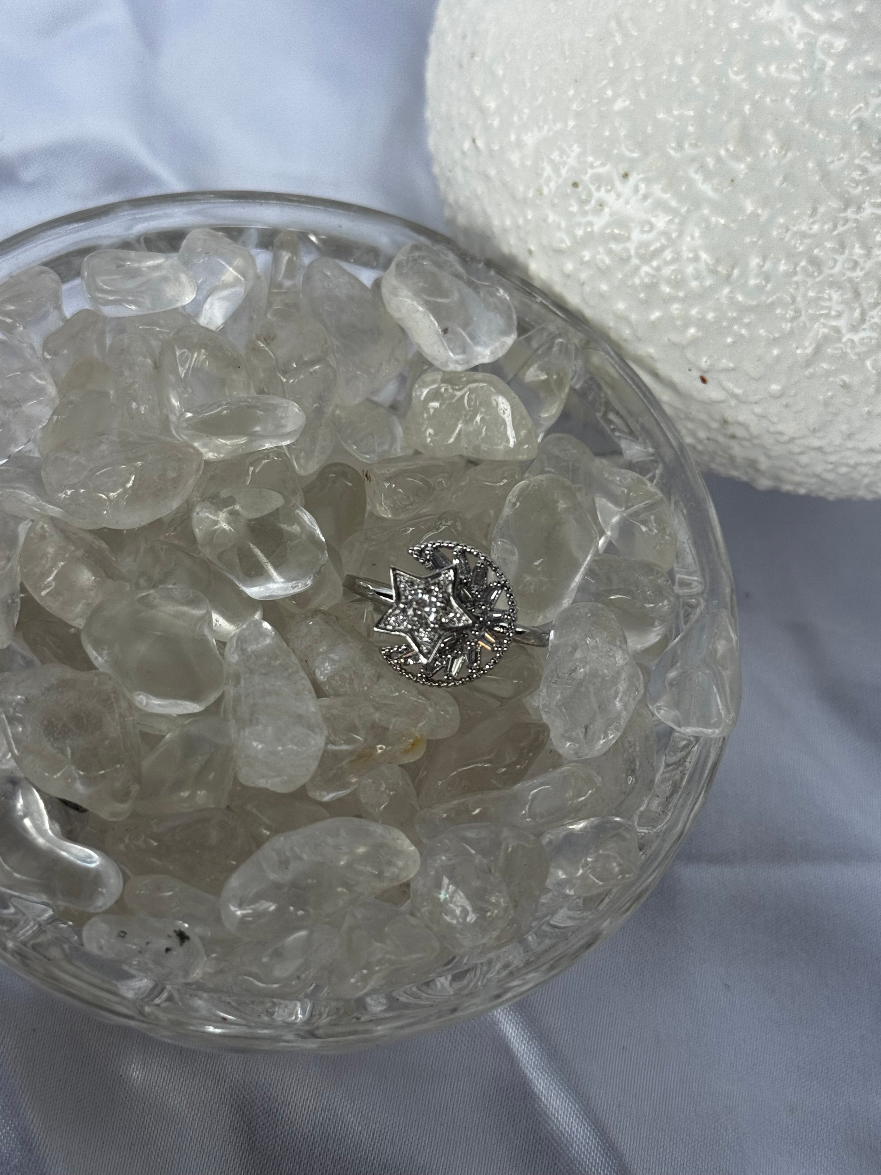 Moon and Star Silver Fidget Ring