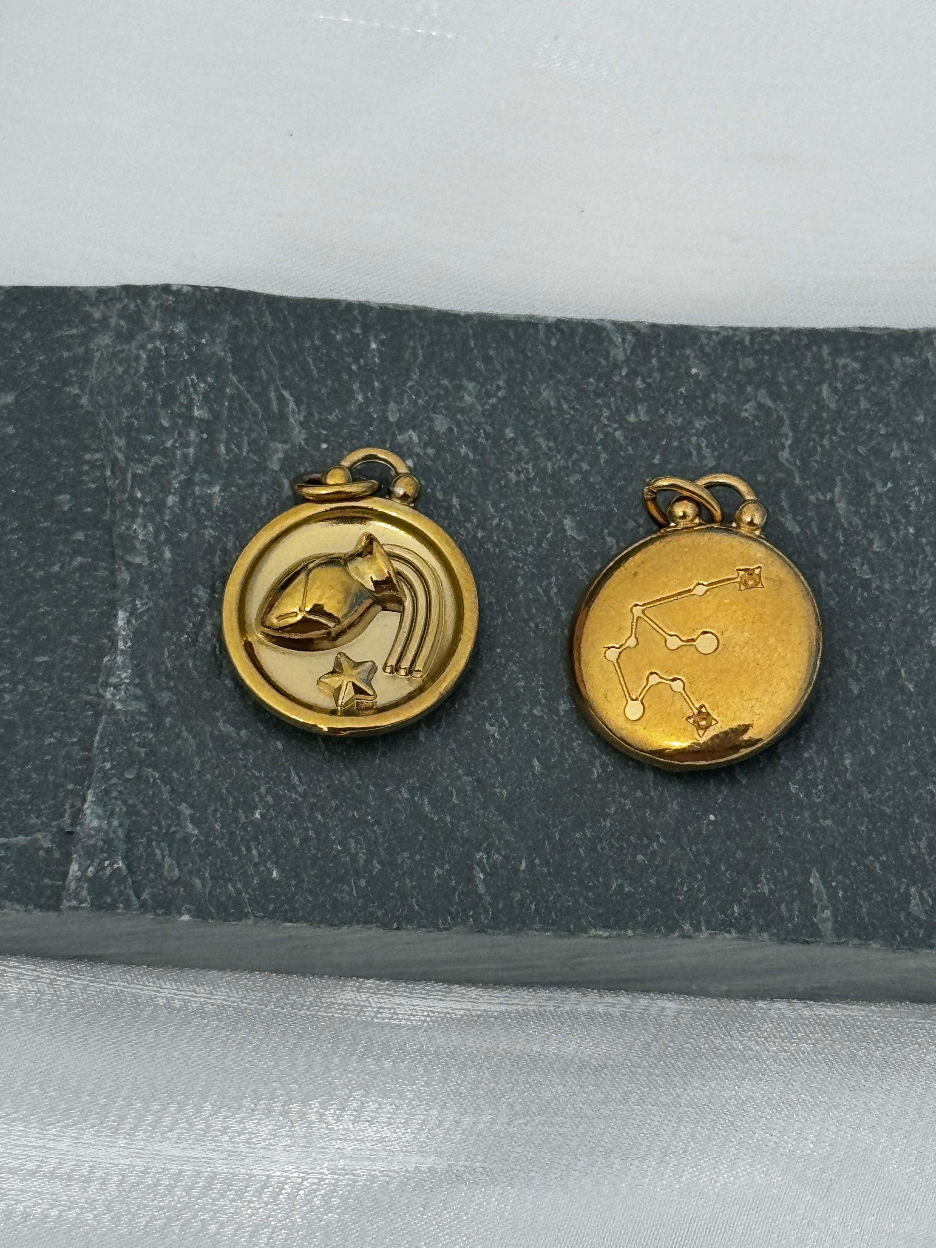 12 Gold Zodiac and Constellation Star sign Coin Necklace