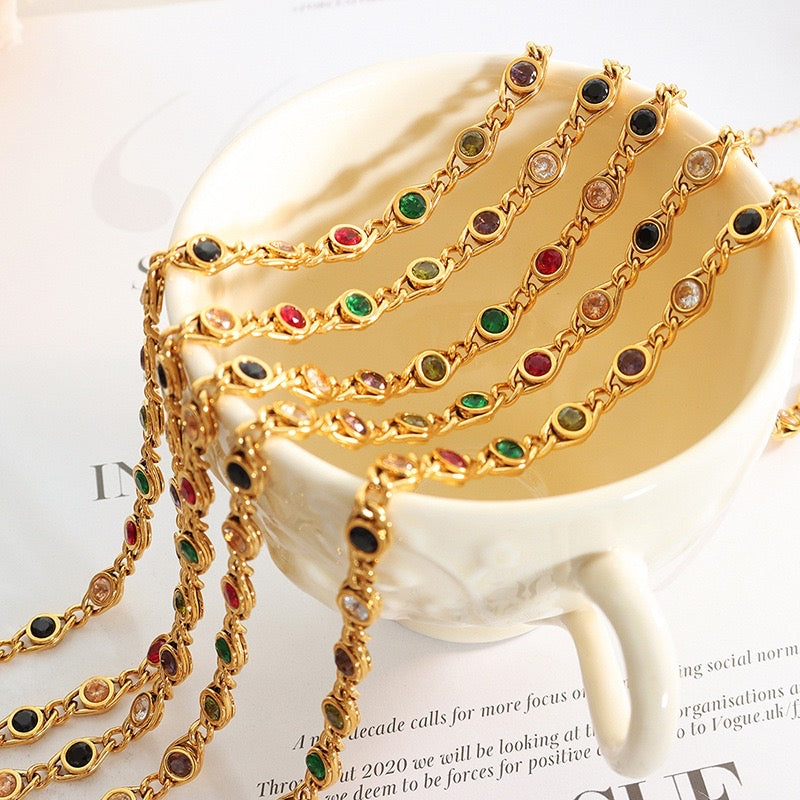 gold plated zircon necklace