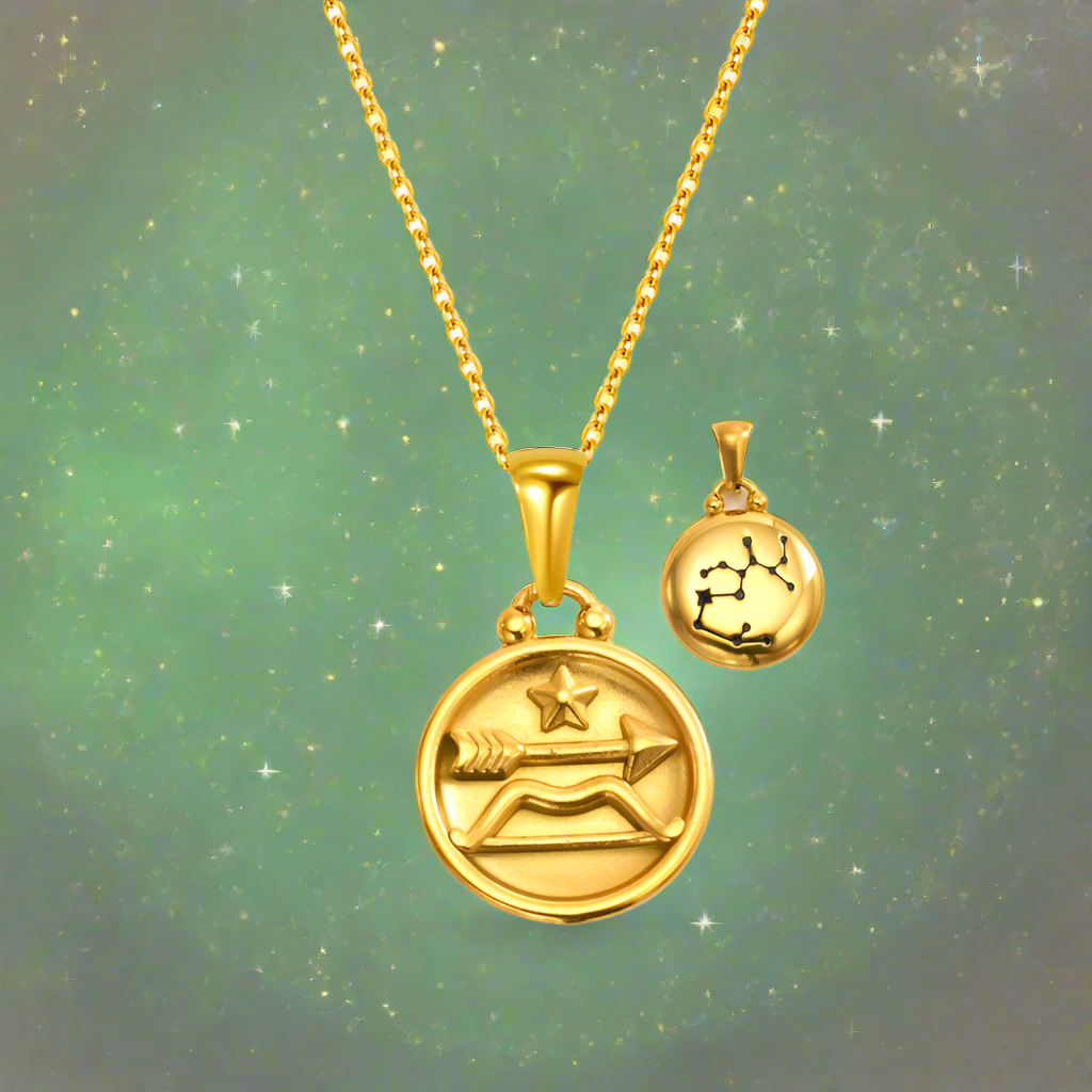 12 Gold Zodiac and Constellation Star sign Coin Necklace