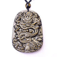 Load image into Gallery viewer, gold sheen obsidian dragon pendant
